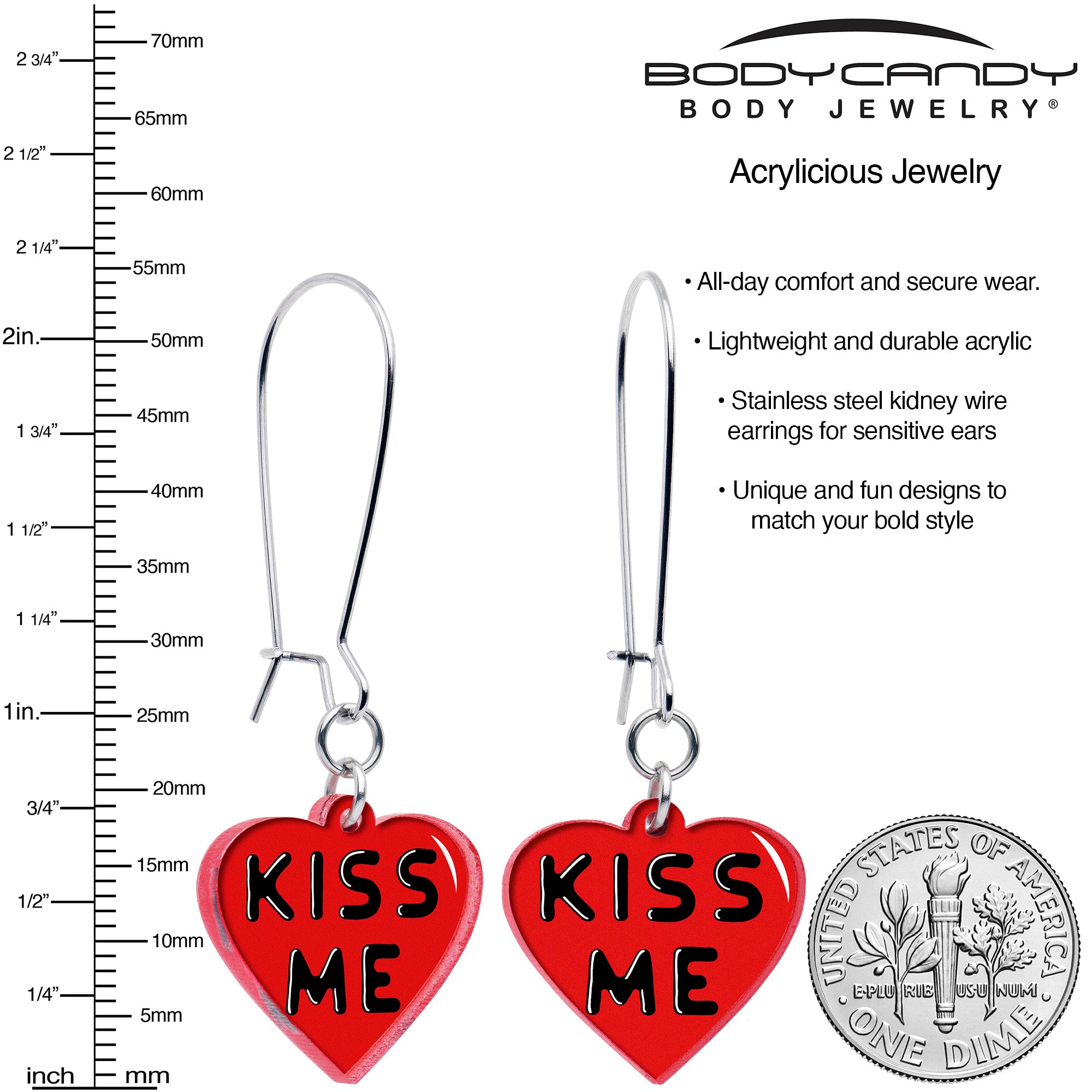 Onyx O Kiss Me Heart Earrings