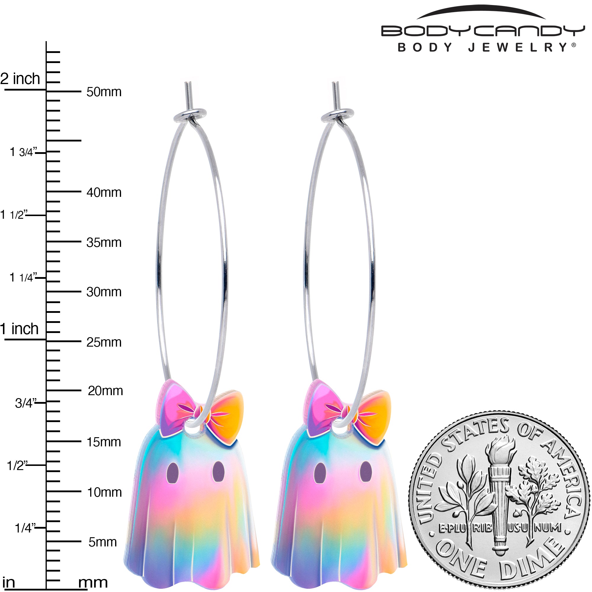 Ghost girl iridescent hoop earrings handmade