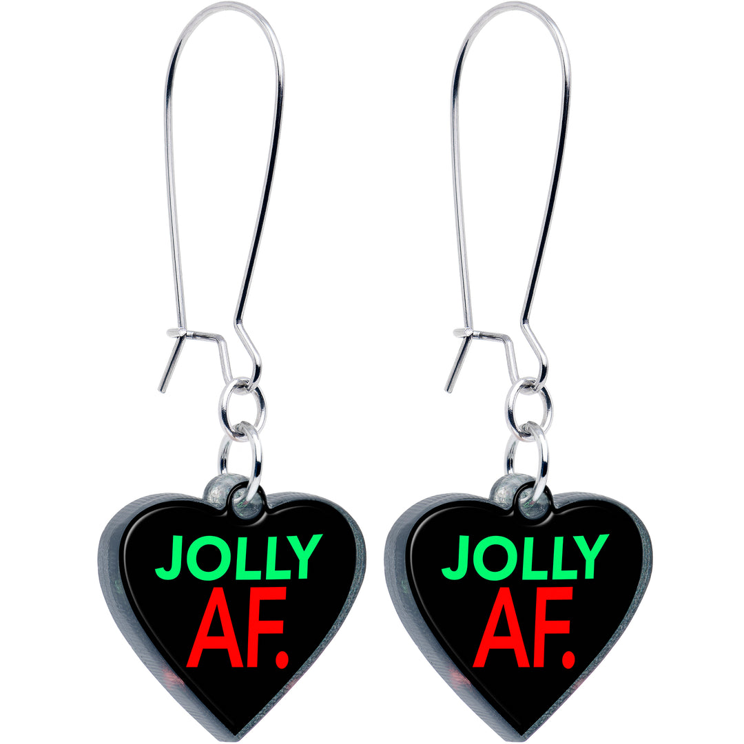 Jolly AF heart shaped holiday dangle earrings