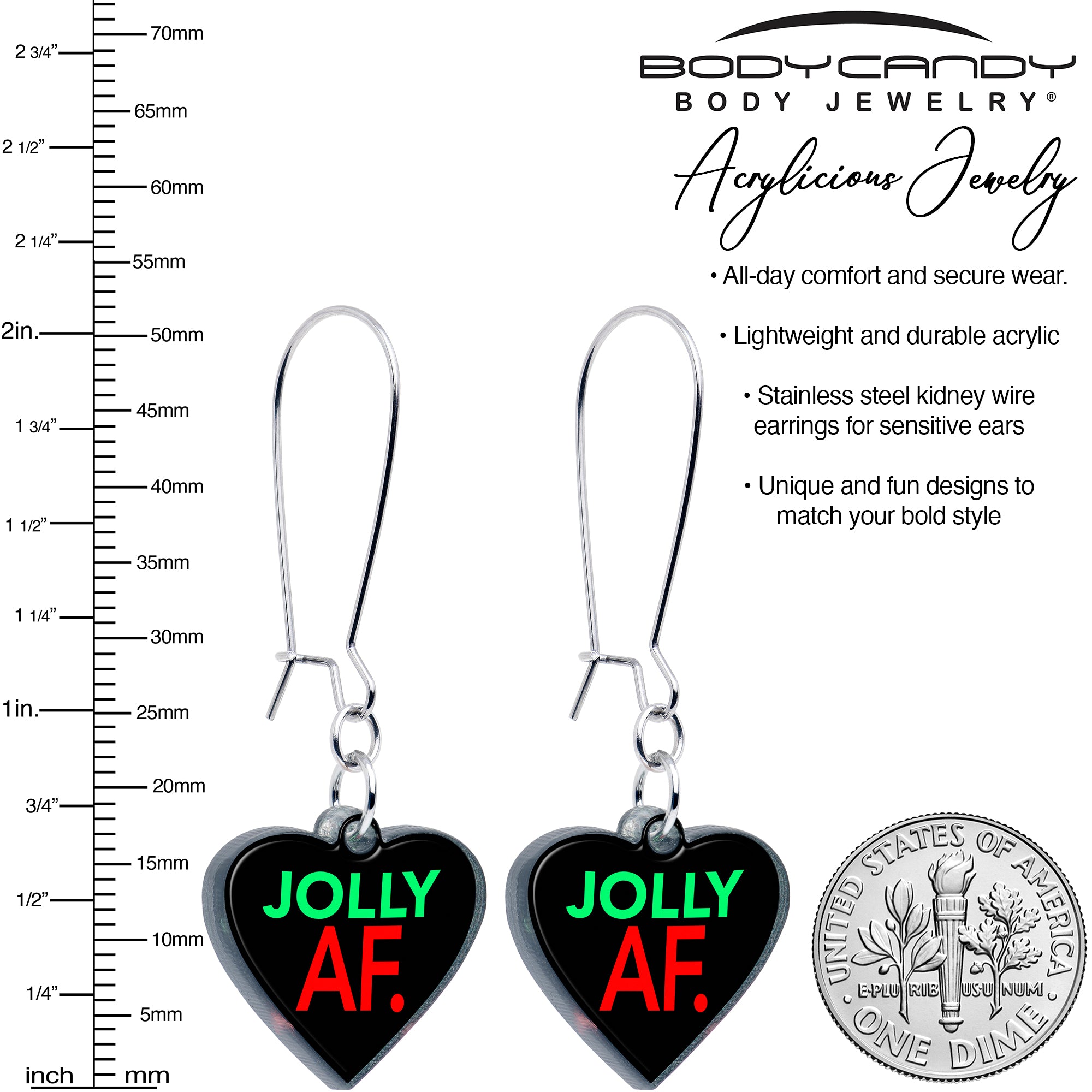 Jolly AF holiday kidney wire earrings