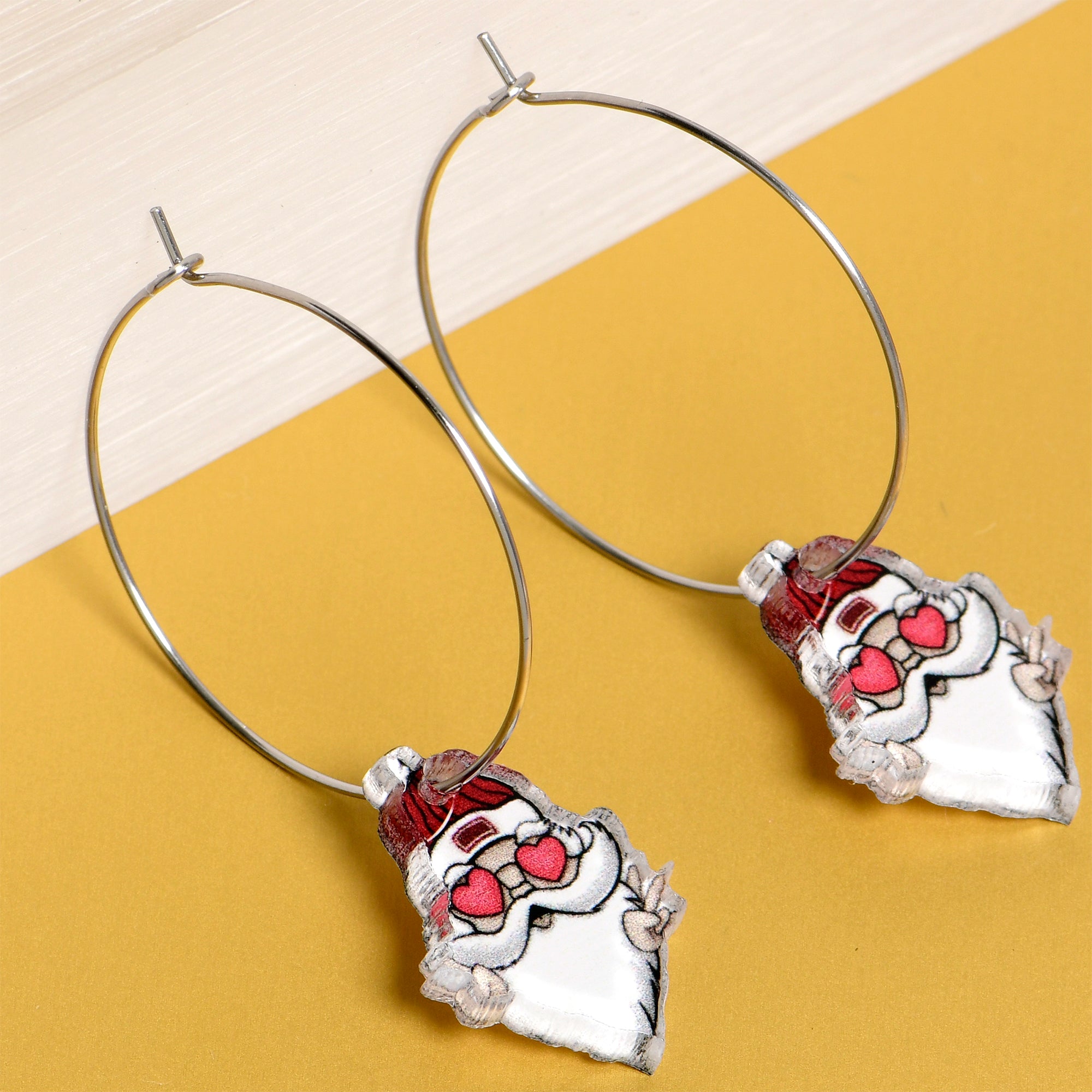 Santa themed holiday dangle earrings
