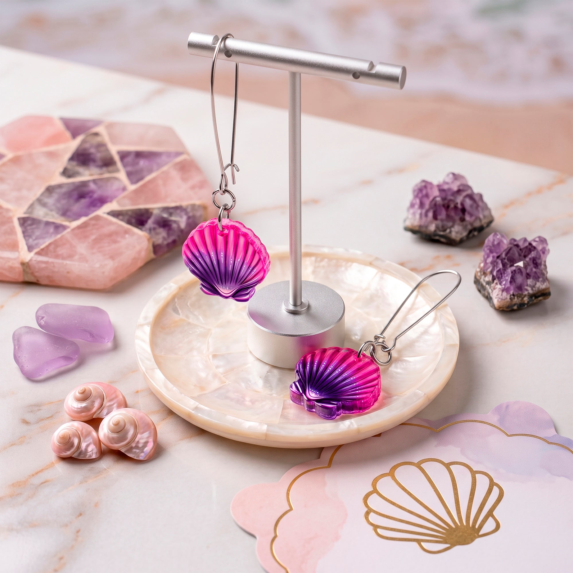 Seashell Dangle Earrings — Designed by Onyx O