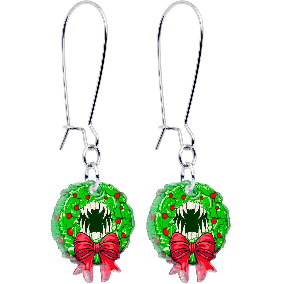Body Candy vampire wreath dangle Christmas kidney wire earrings