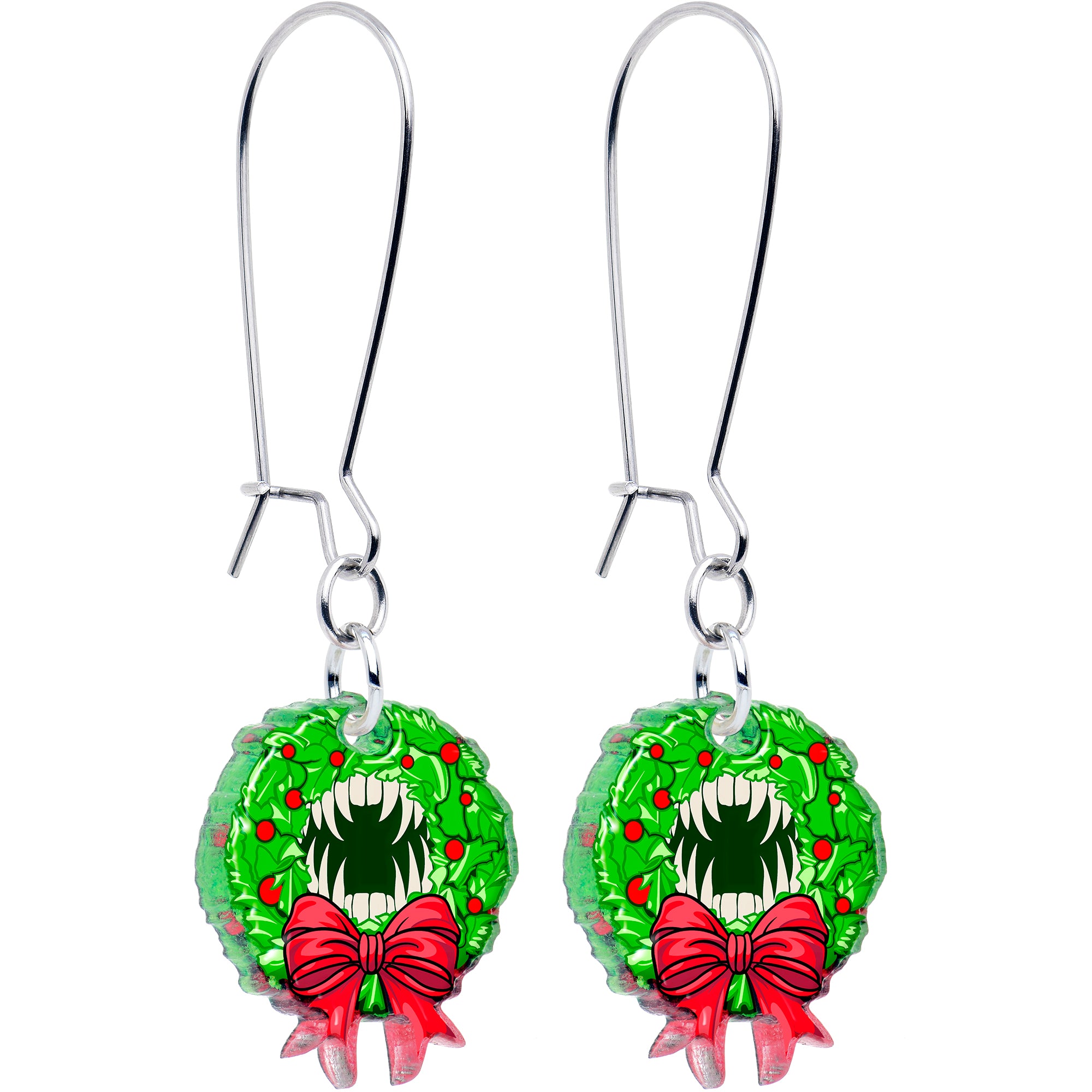 Body Candy vampire wreath dangle Christmas kidney wire earrings