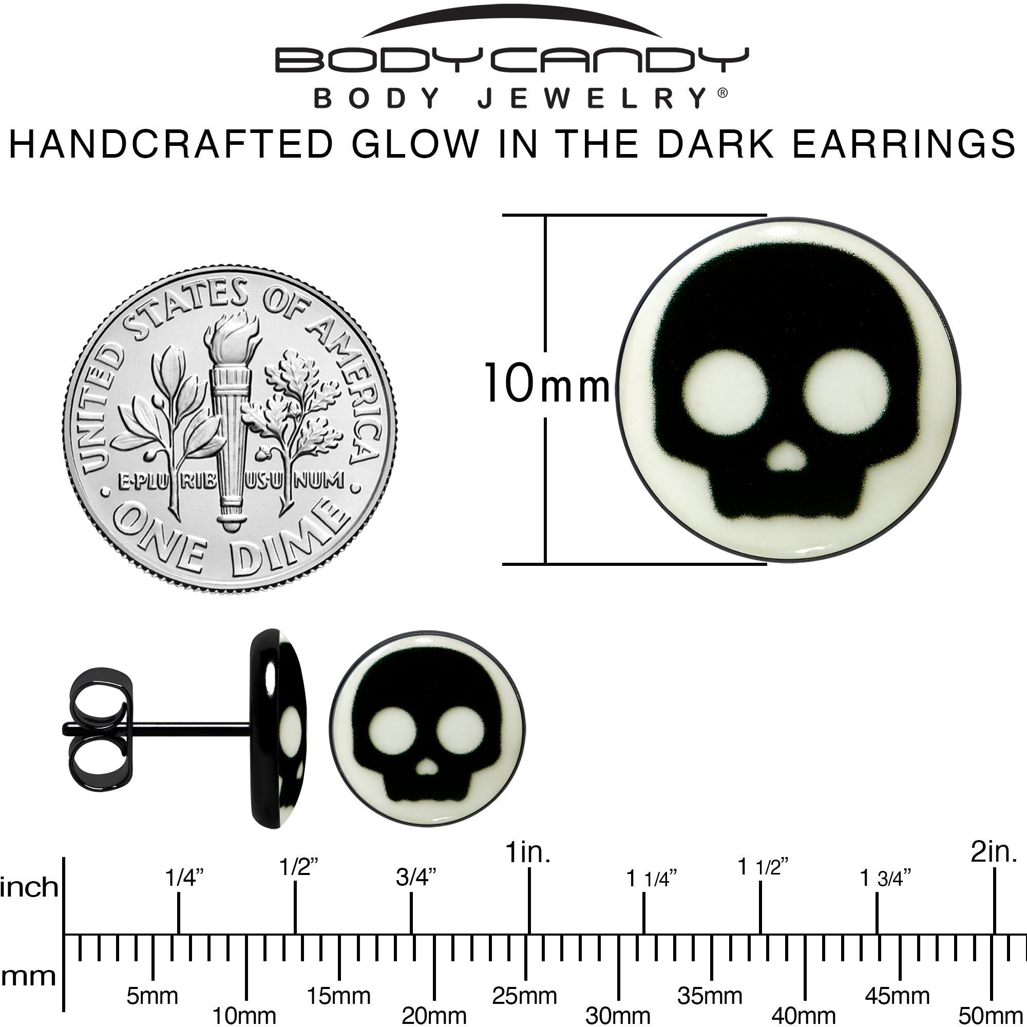 Simple Skull Glow in the Dark Stud Earrings