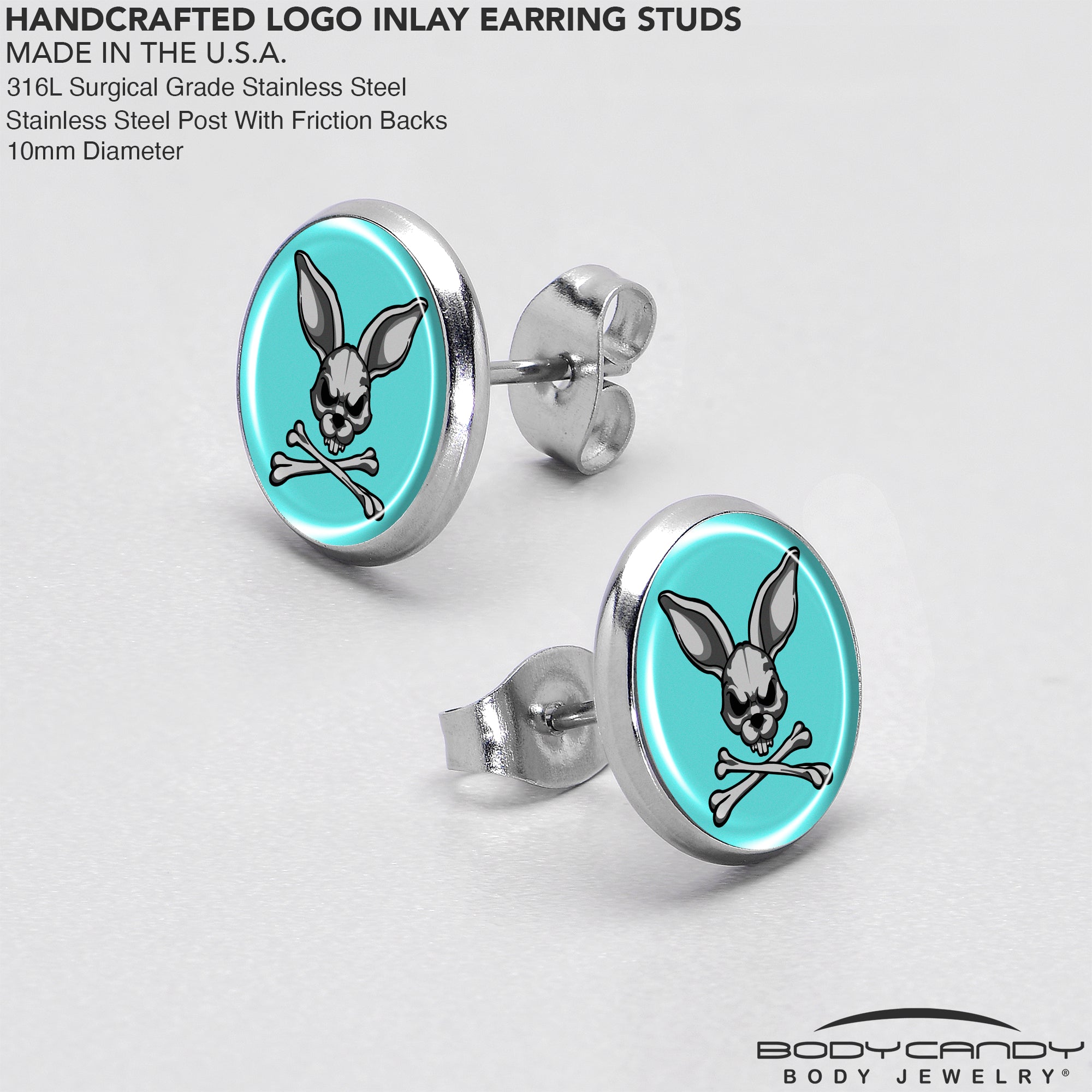 Quirky bunny and crossbones stud earrings for casual wear