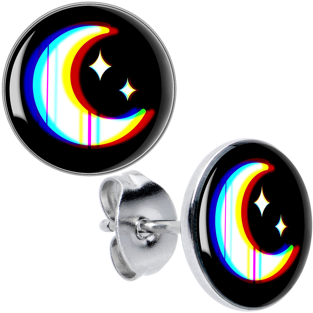 Chromatic Moon Hypoallergenic Stainless Steel Stud Earrings
