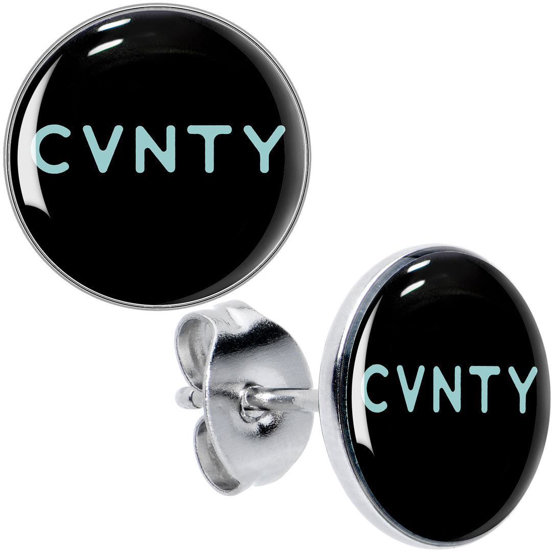 Phrase Logo CVNTY Hypoallergenic Stainless Steel Stud Earrings