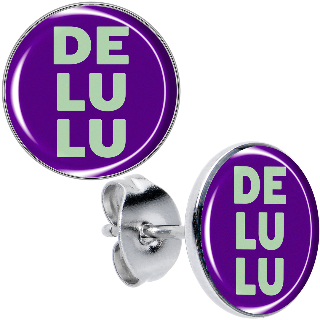 Word DELULU Hypoallergenic Stainless Steel Stud Earrings