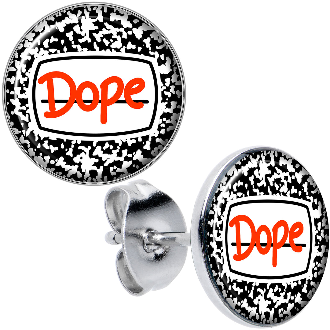 Dope Composition Notebook Hypoallergenic Stainless Steel Stud Earrings