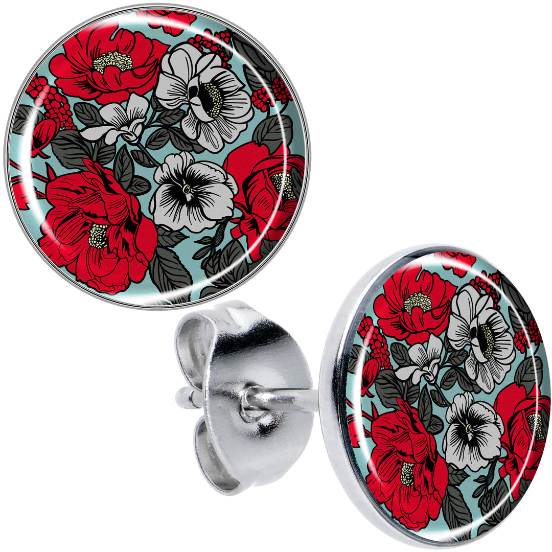 Blossom Creation Vibrant Bloom of Flowers Hypoallergenic Stainless Steel Stud Earrings