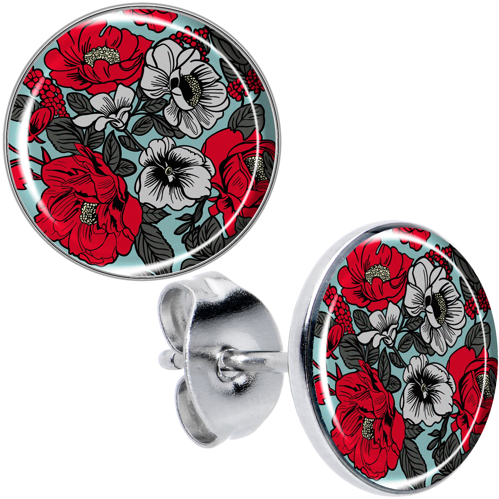 Blossom Creation Vibrant Bloom of Flowers Hypoallergenic Stainless Steel Stud Earrings