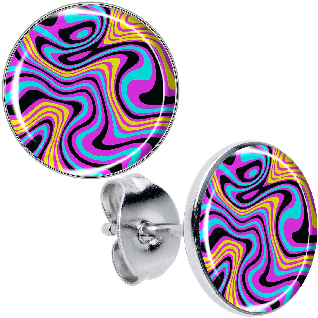 Funky Swirls Stud Earrings Unique Design