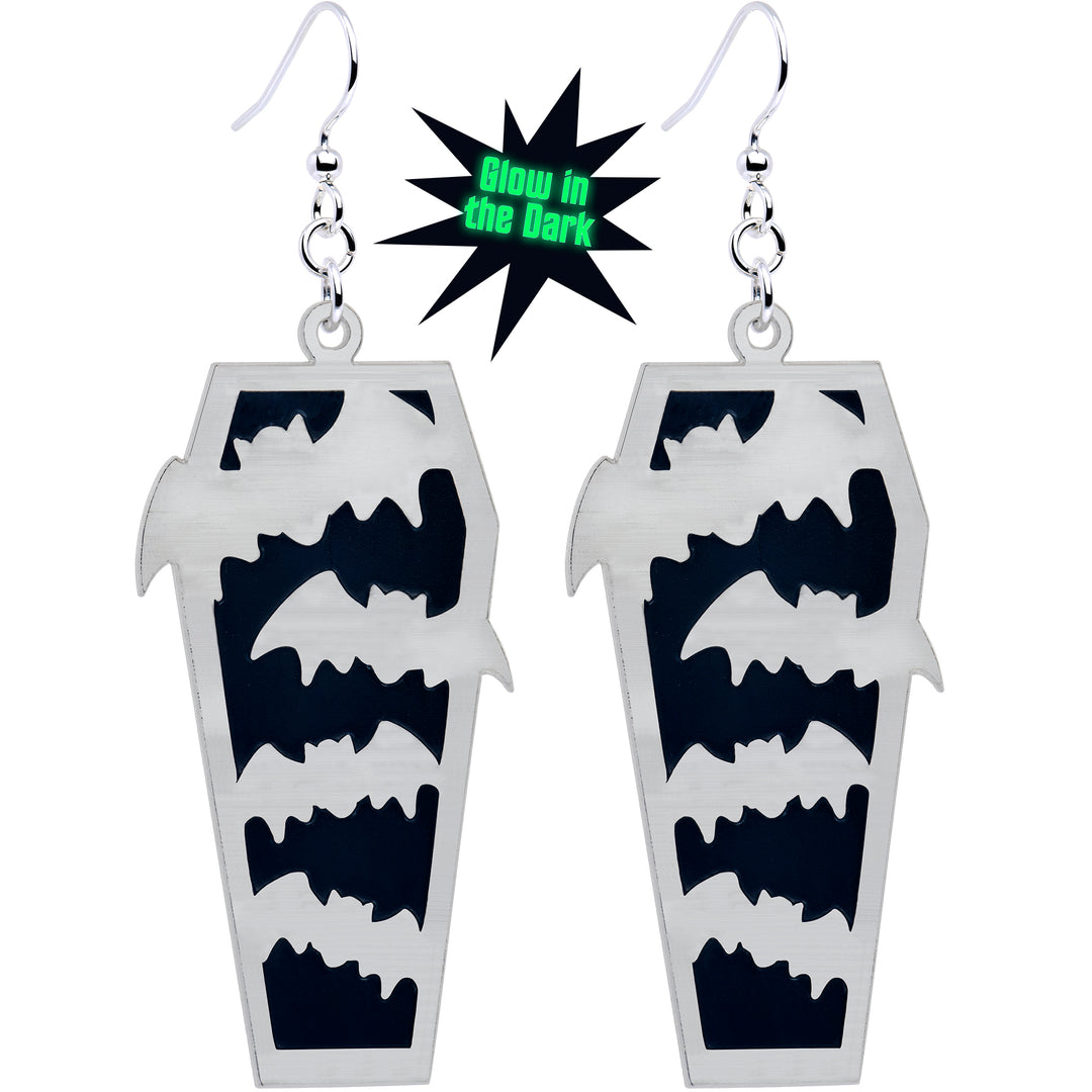 Glow in the Dark Spider Web Coffin Earrings