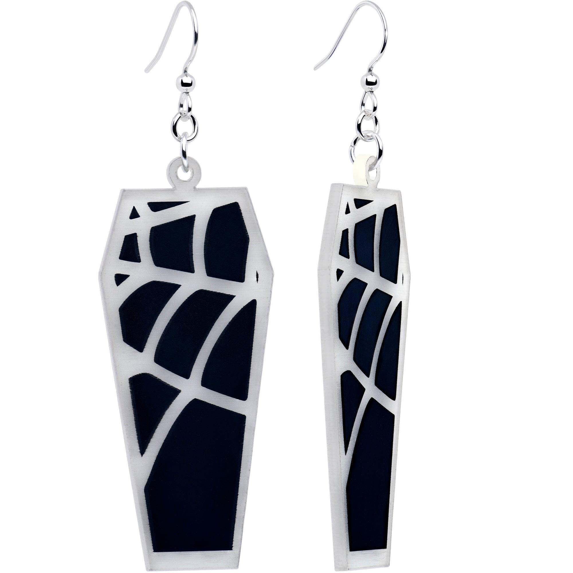 Spider Web Coffin Earrings with Glow Feature
