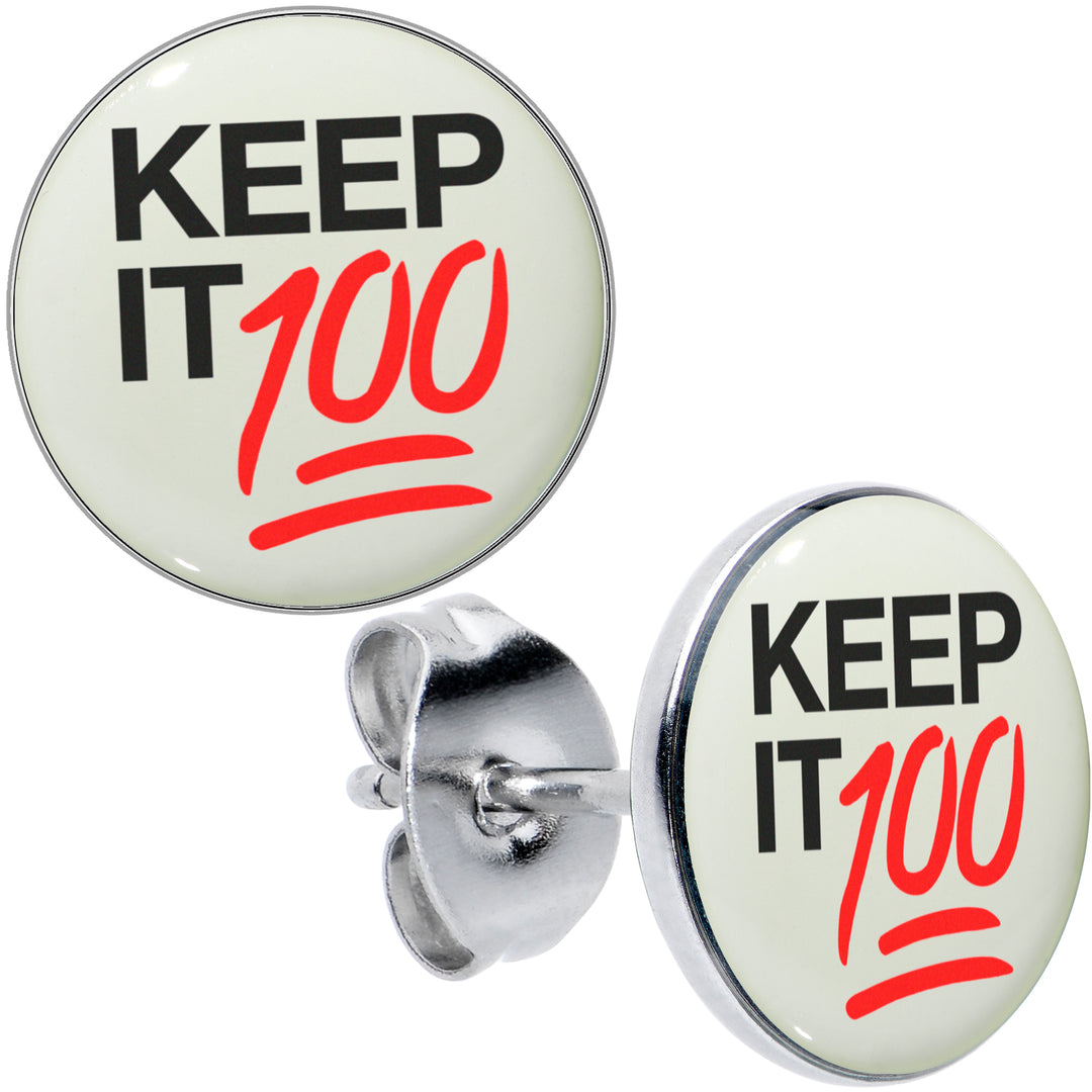 Keep it 100 Glow in the Dark Hypoallergenic Stainless Steel Stud Earrings