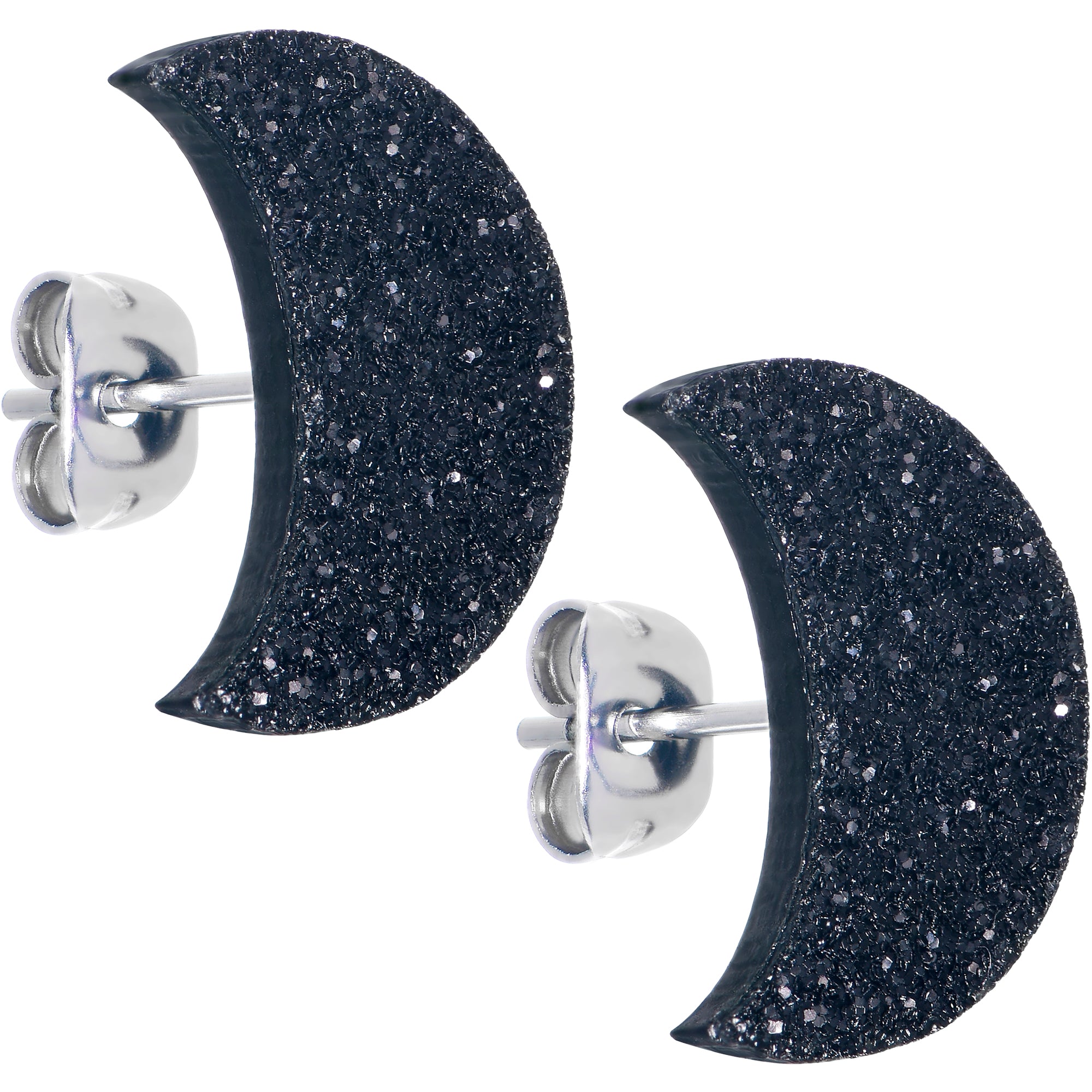 Clesestial Glitter Crescent Moon Stud Earrings