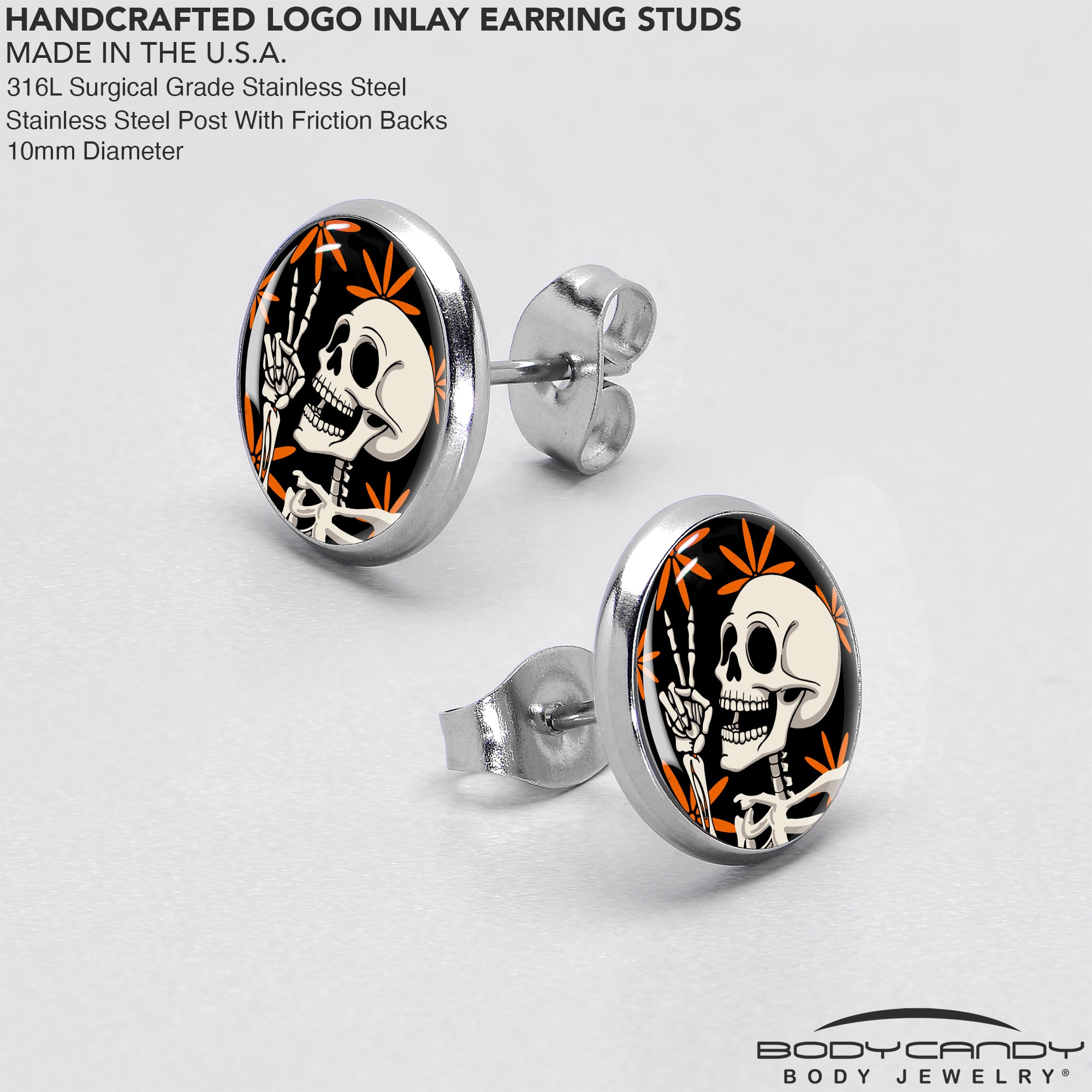 Artistic peace sign skeleton earrings, perfect for a statement piece