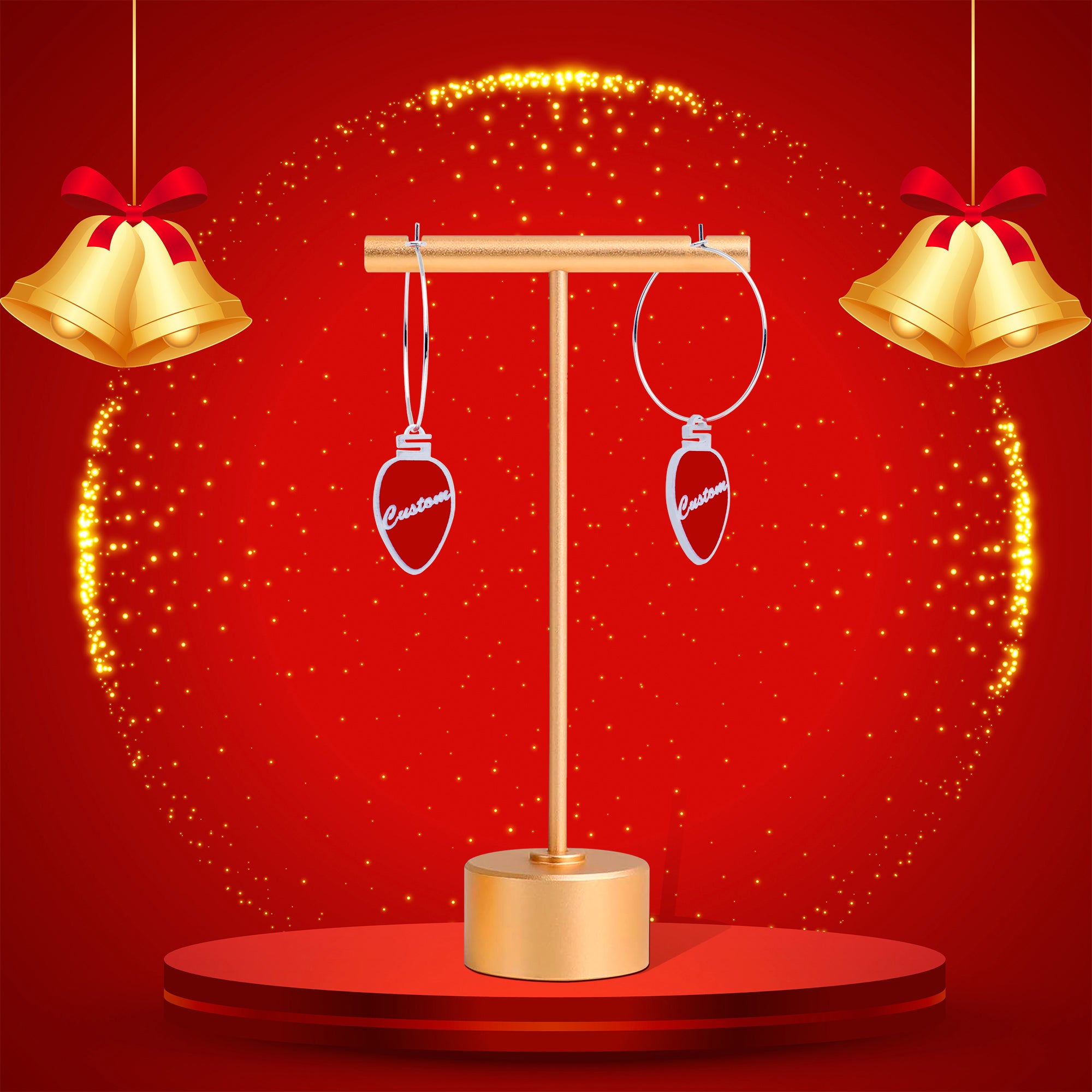 Customized red Christmas ornament earrings
