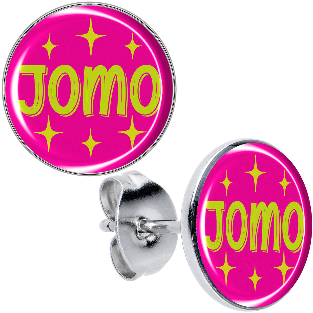 Pink JOMO Hypoallergenic Stainless Steel Stud Earrings