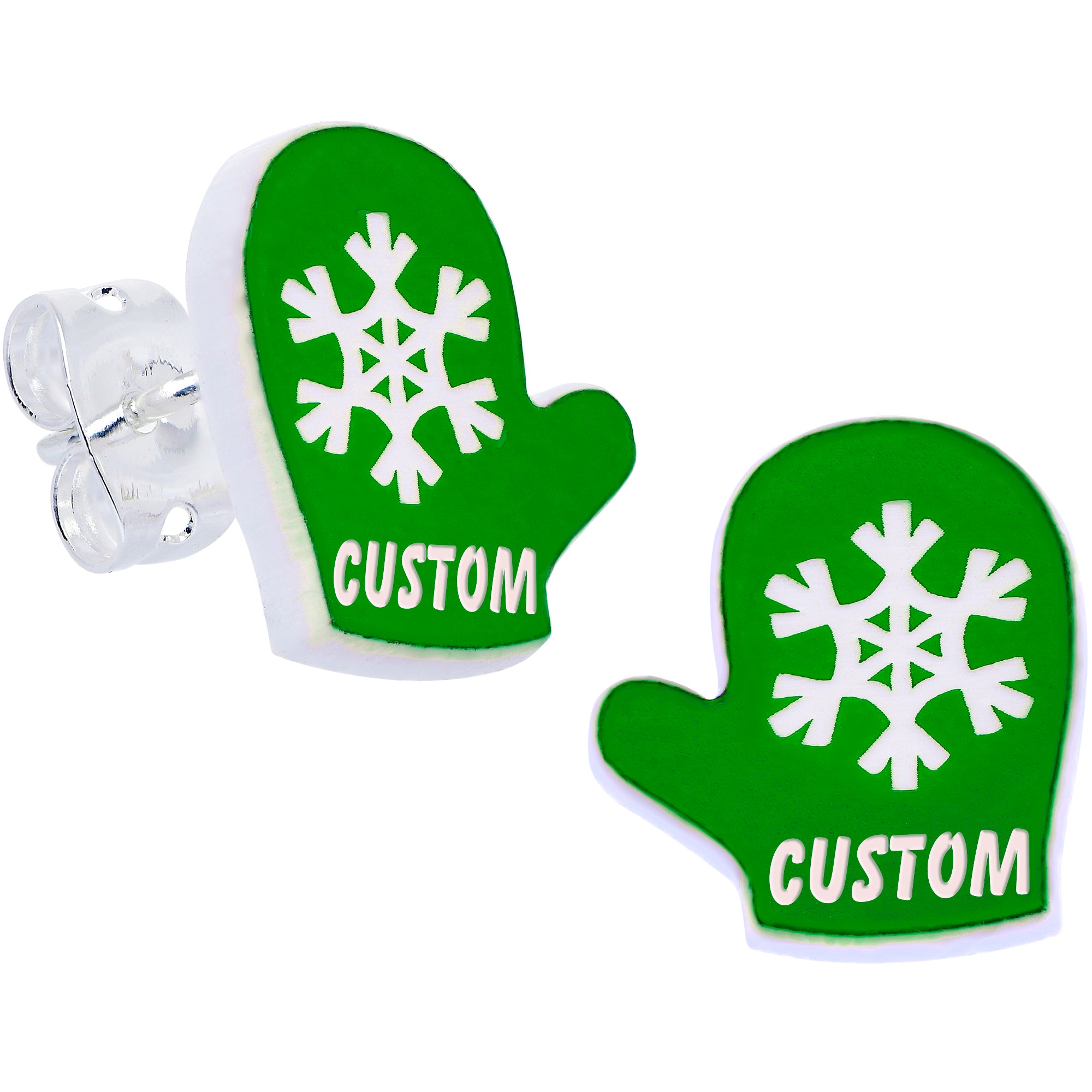Custom Holiday Mittens Personalized Stud Earrings (More Colors)