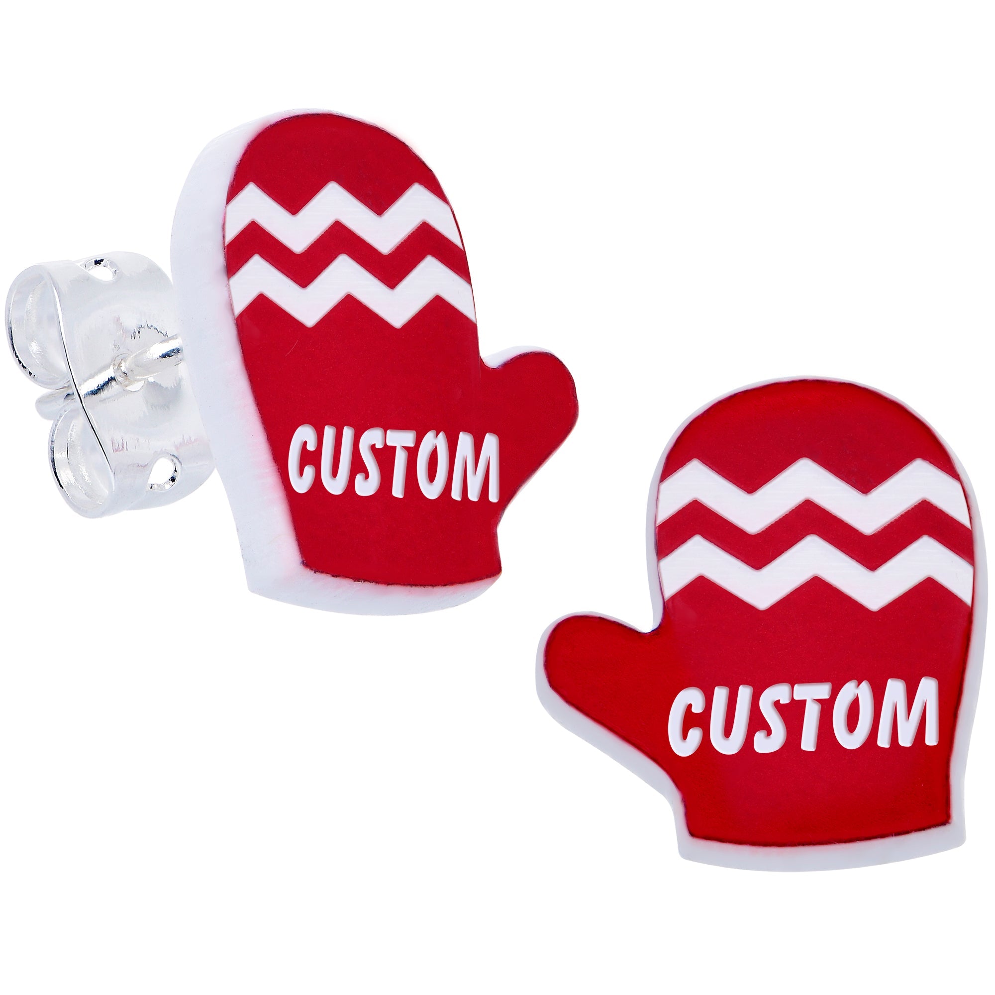 Custom Holiday Mittens Personalized Stud Earrings (More Colors)