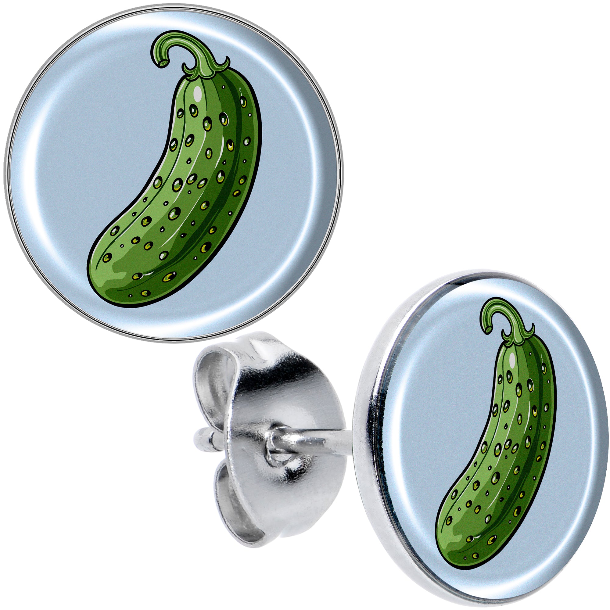 Green Pickle Stud Earrings