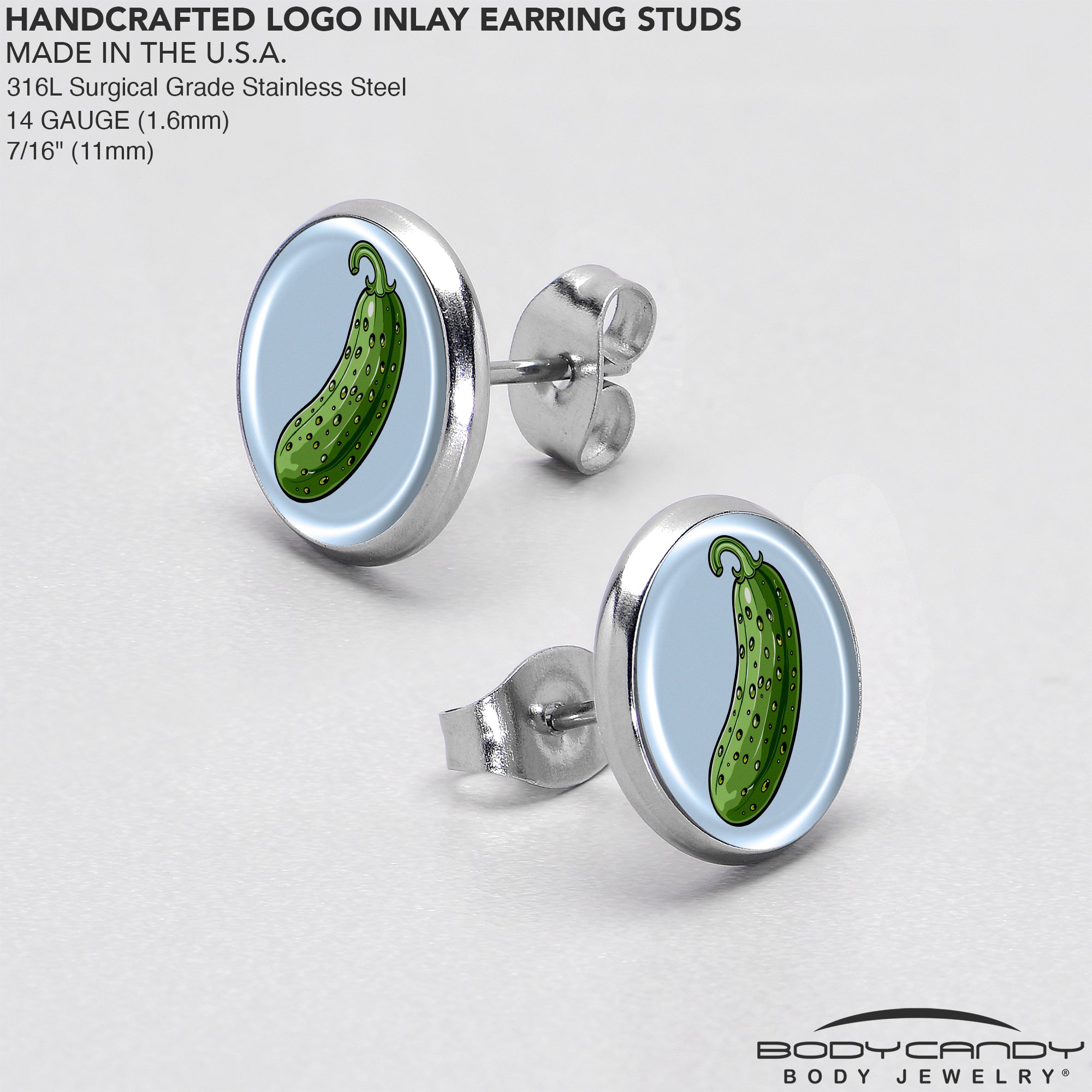 Green Pickle Stud Earrings