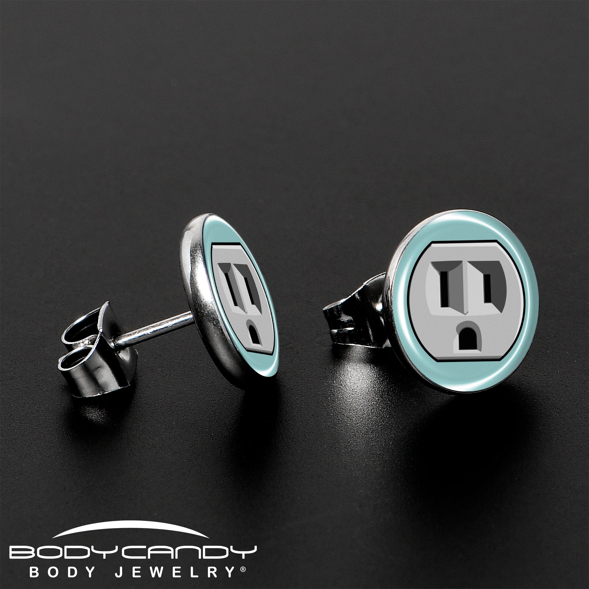Frowning Plug Outlet Stud Earrings