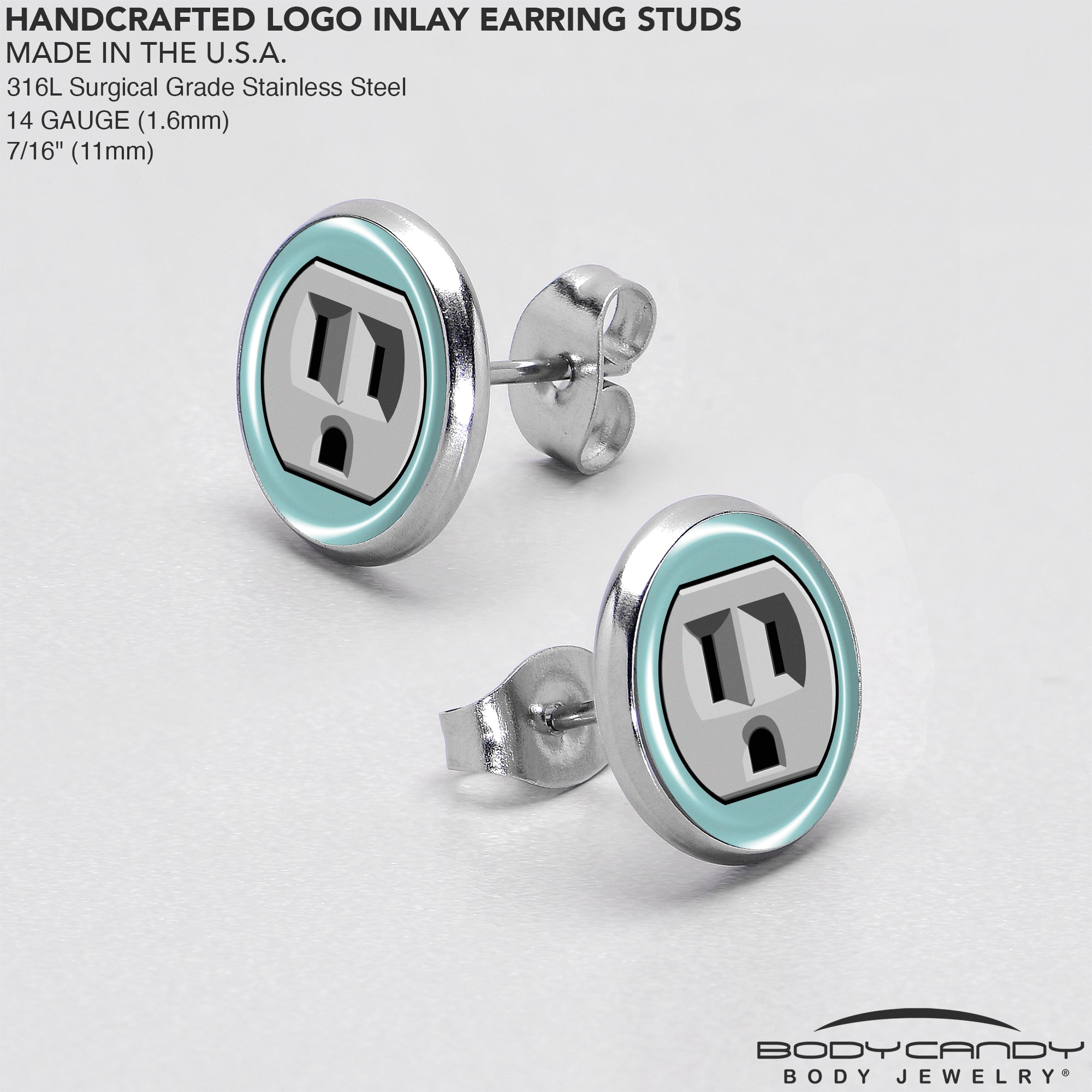 Frowning Plug Outlet Stud Earrings
