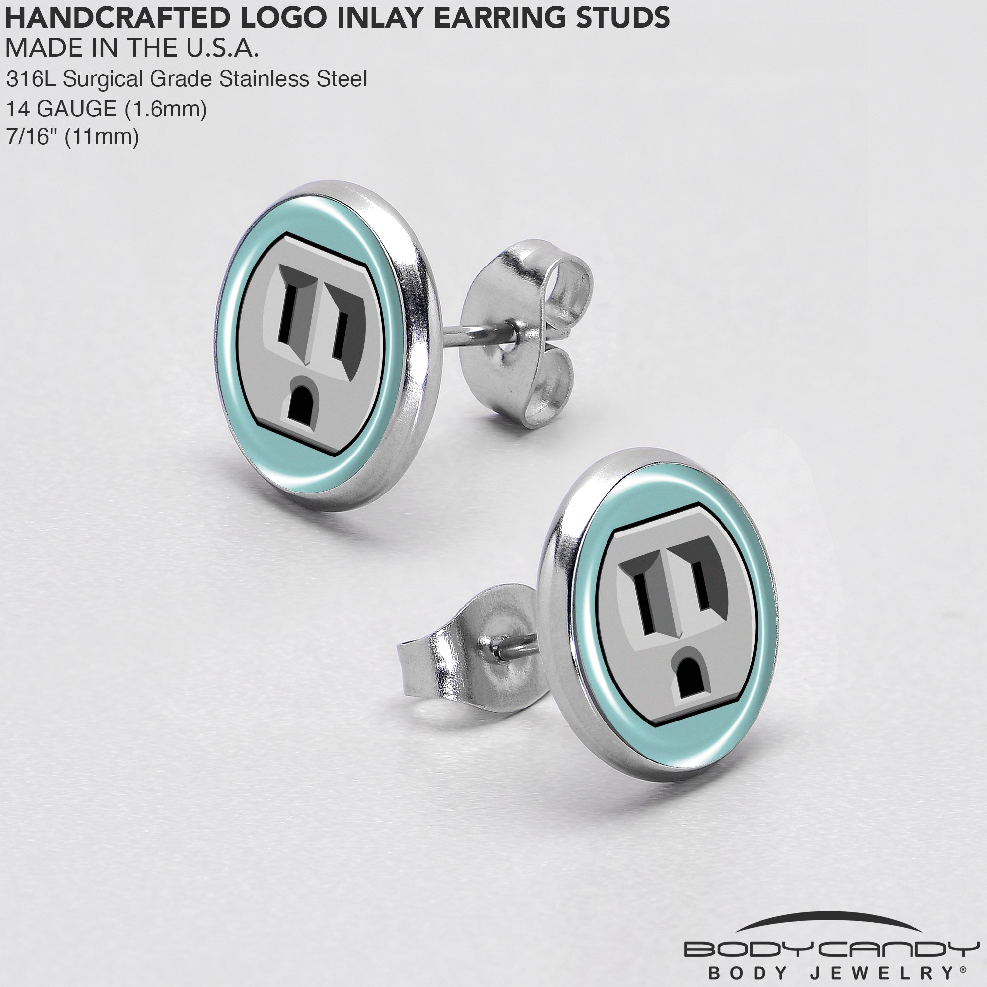 Frowning Plug Outlet  Stainless Steel Stud Earrings custom design option