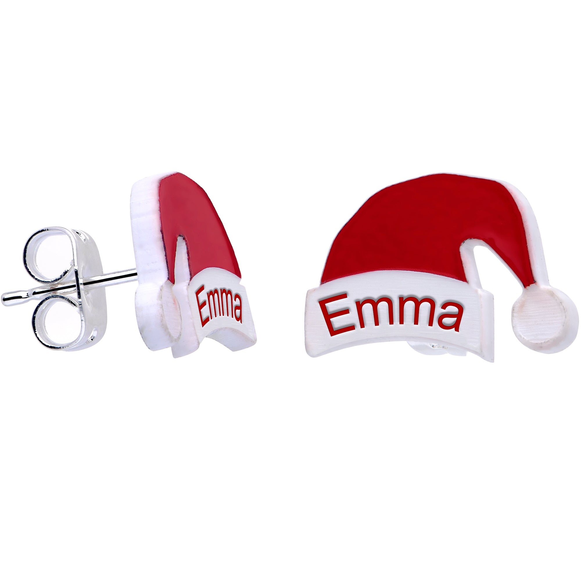 Custom Santa Hat Personalized Stud Earrings
