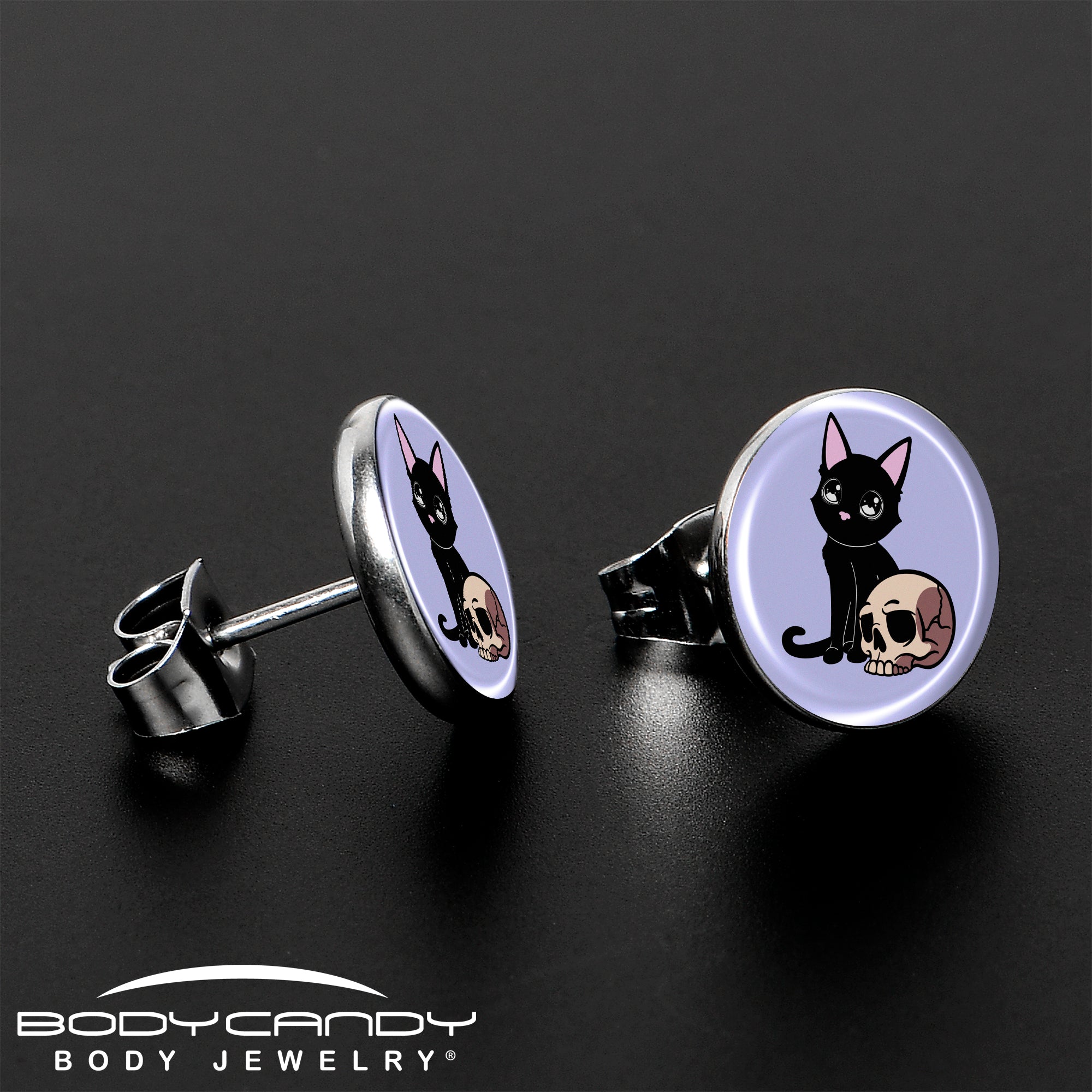 Skull Cat  Stainless Steel Stud Earrings stylish jewelry
