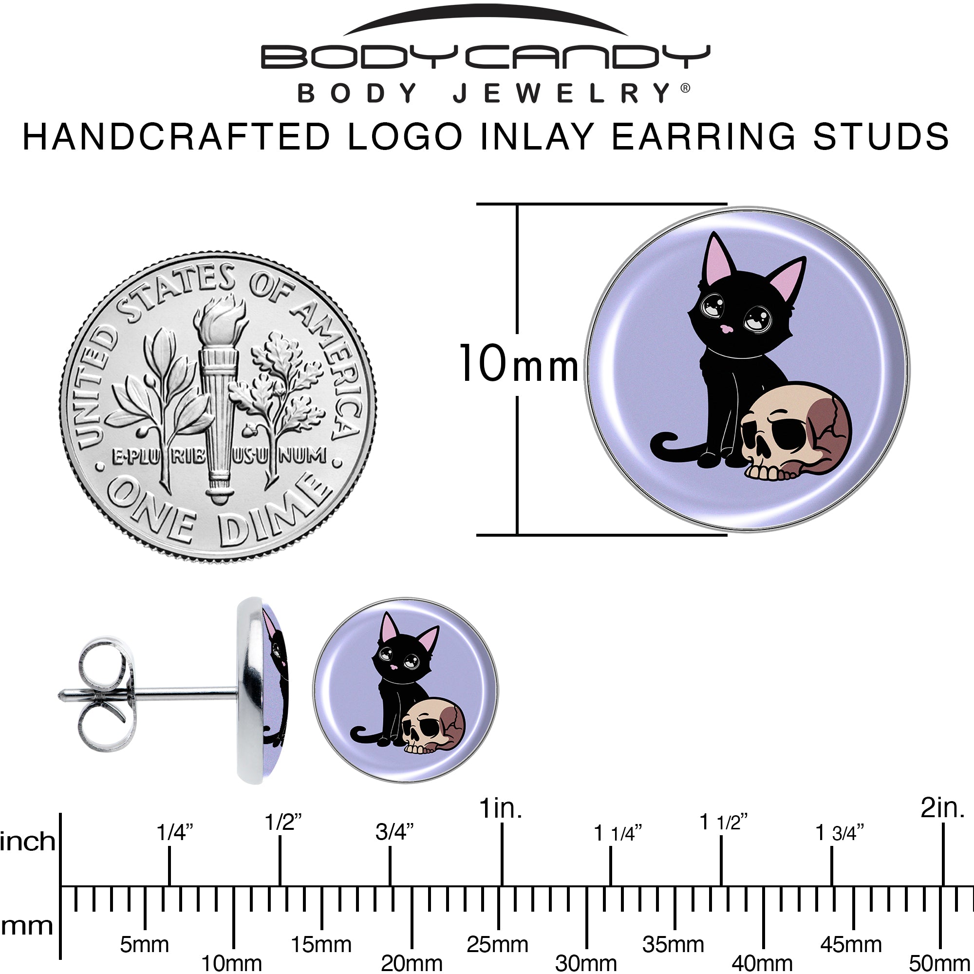 Skull Cat Stud Earrings