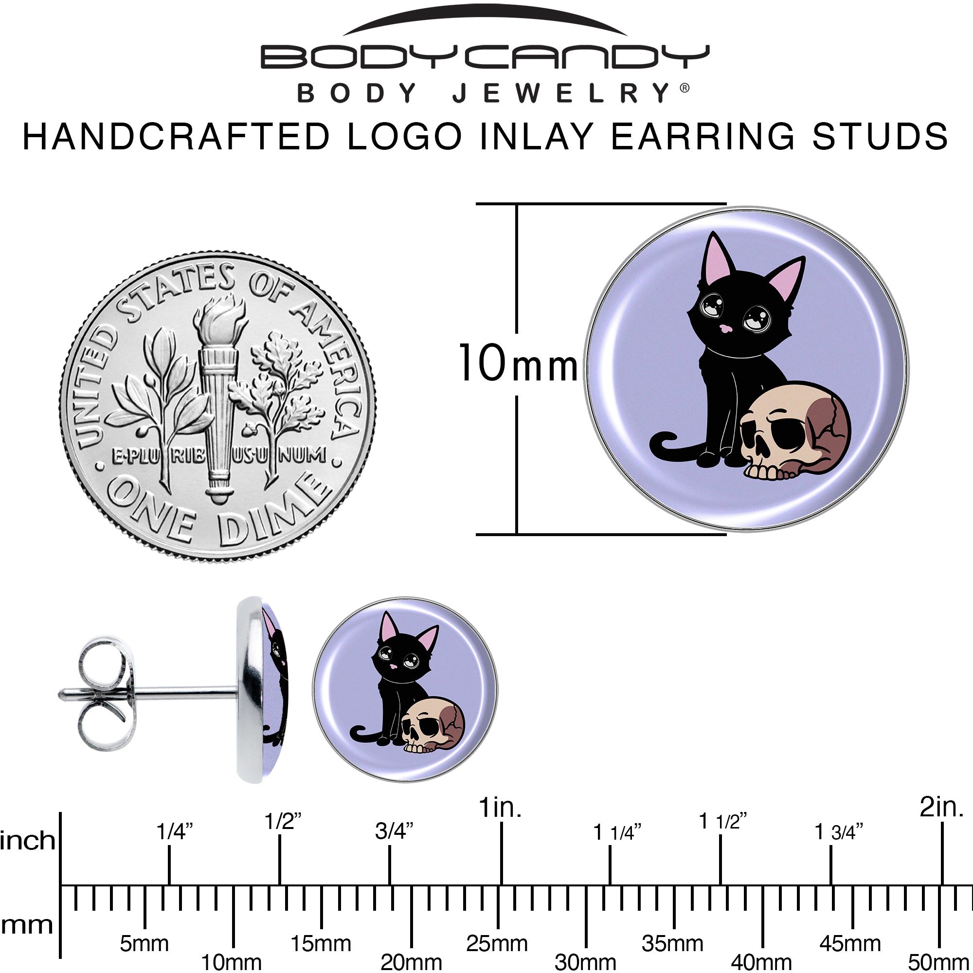 Skull Cat  Stainless Steel Stud Earrings perfect for sensitive ears