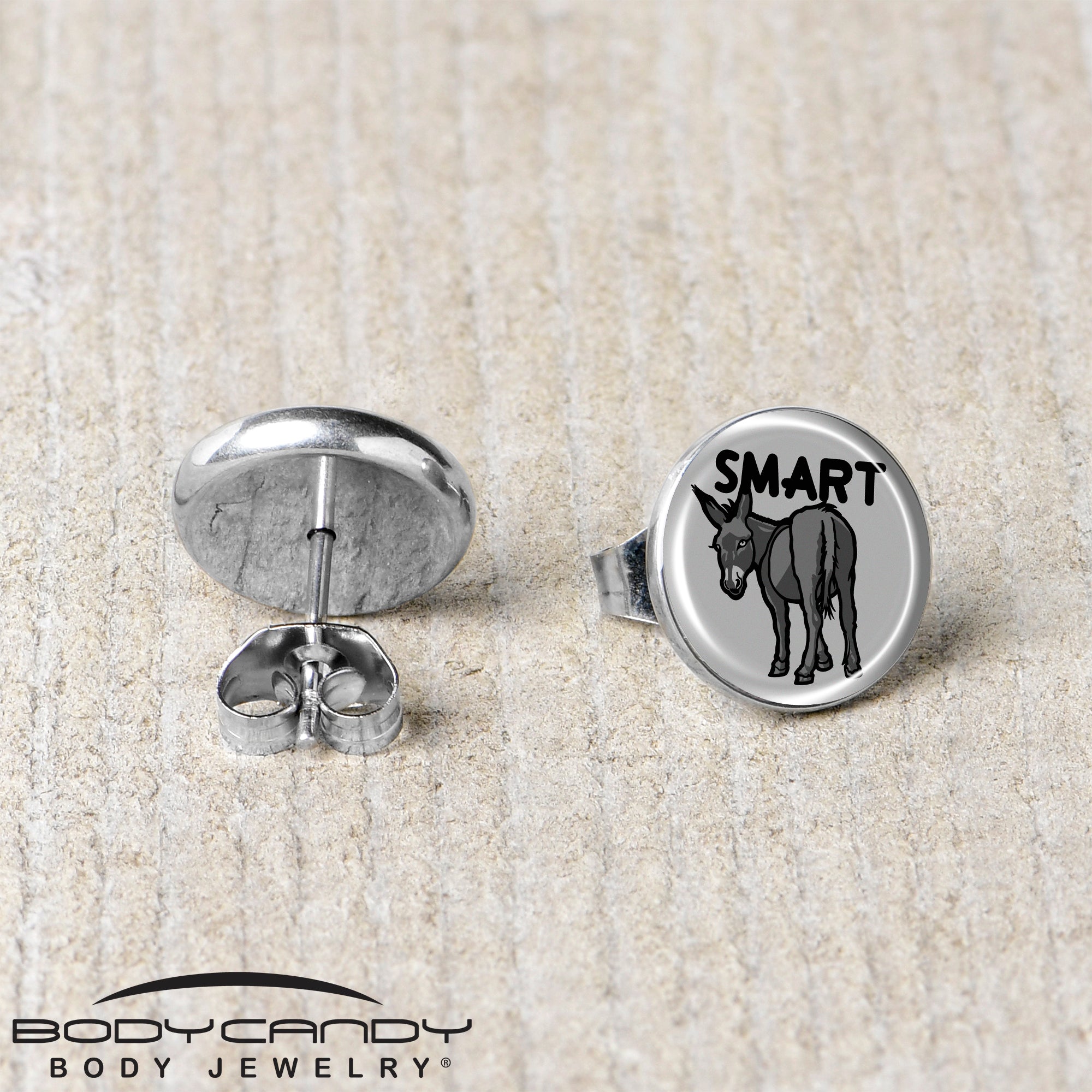 Donkey Smart Ass  Stainless Steel Stud Earrings stainless steel hypoallergenic
