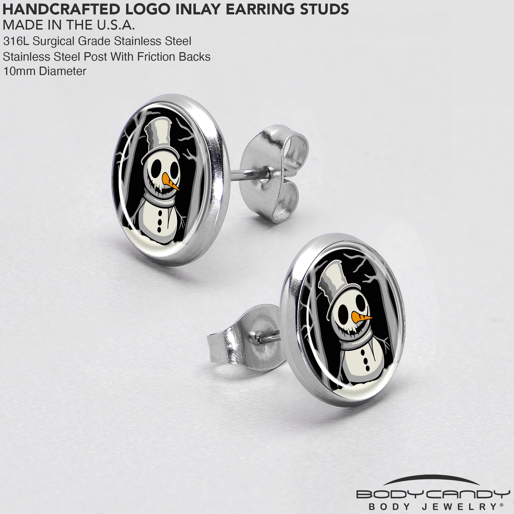 Holiday Themed Snowman Stud Earrings