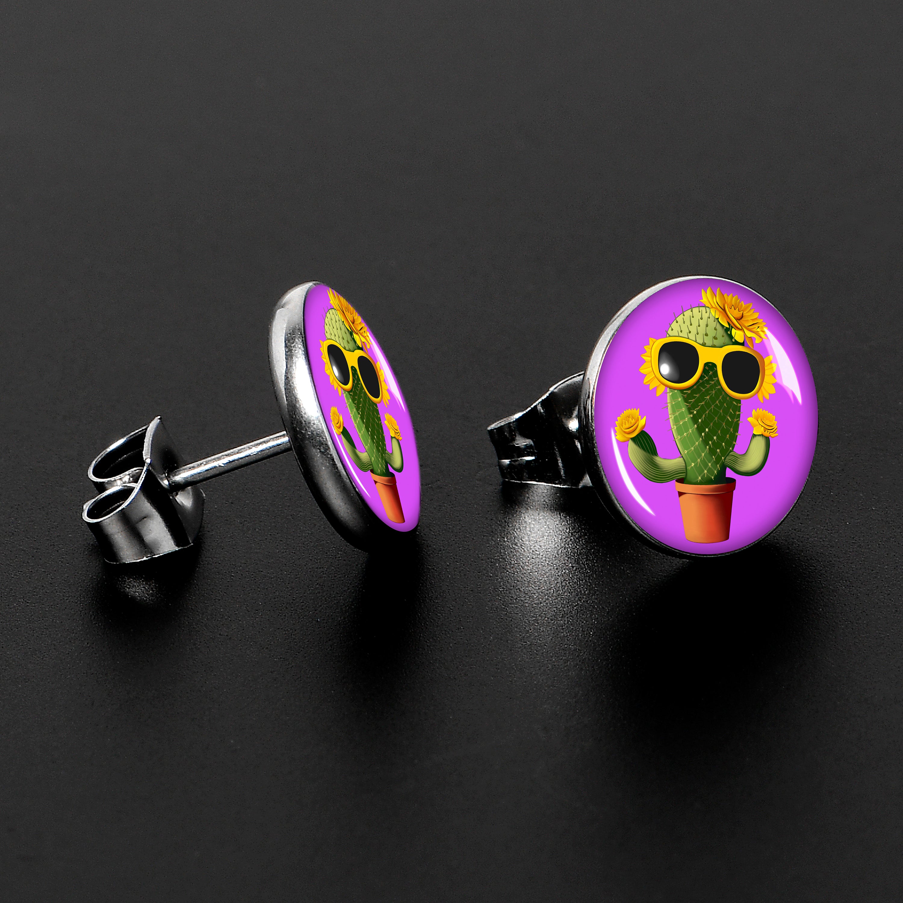 Sunflower Cactus  Stainless Steel Stud Earrings stylish jewelry
