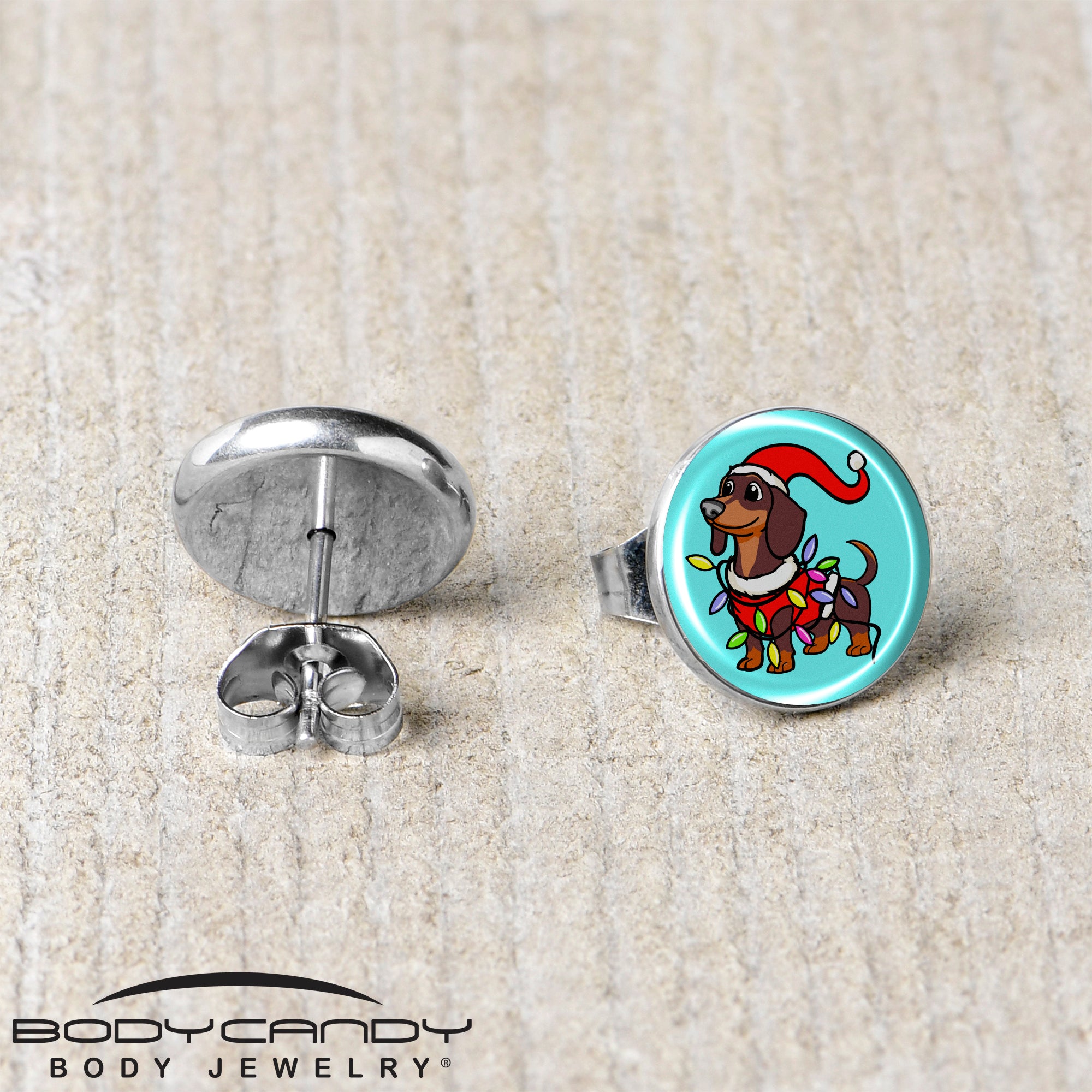 Christmas Themed Weiner Dog Studs