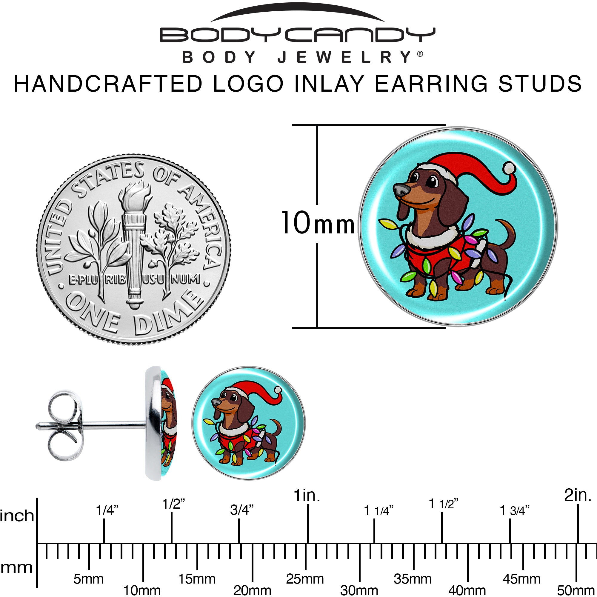 Festive Weiner Dog Holiday Earrings