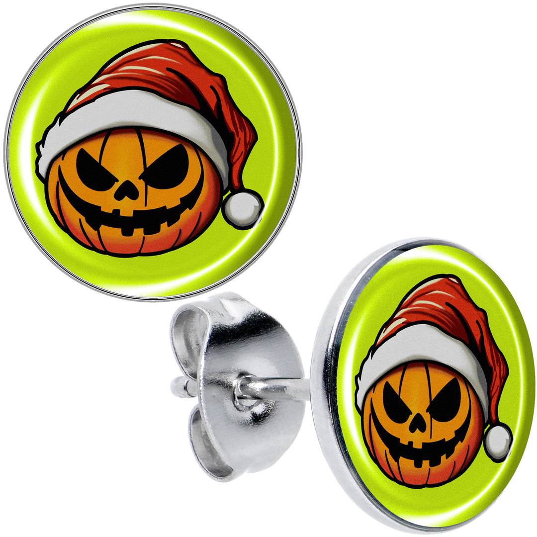 Christmas Holiday Santa Hat Pumpkin Stud Earrings