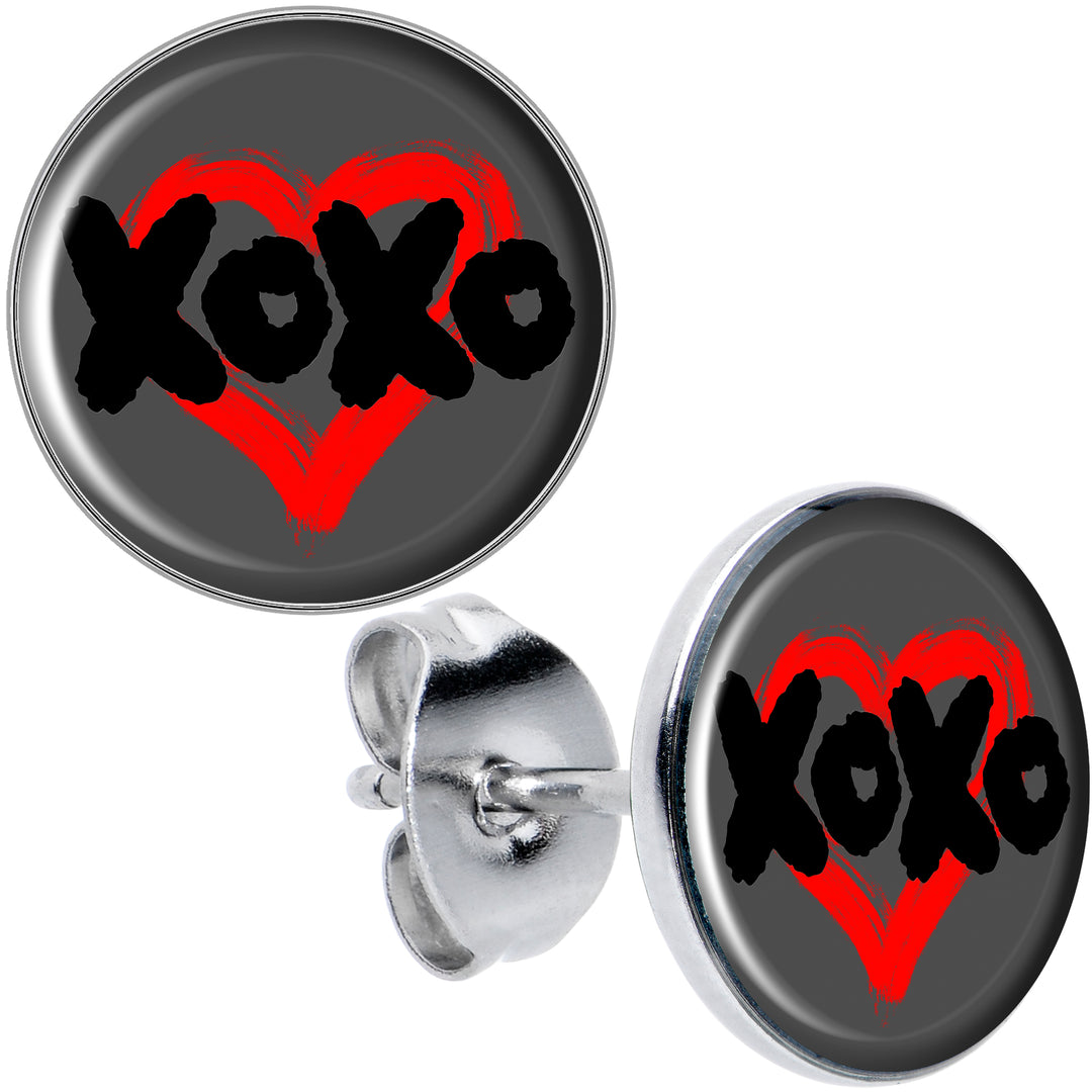 XOXO Heart Hypoallergenic Stainless Steel Stud Earrings