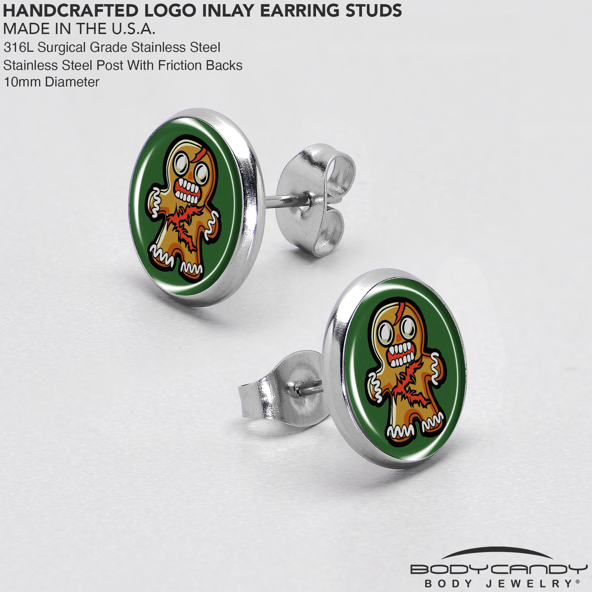 Holiday Zombie Gingerbread Man Earrings