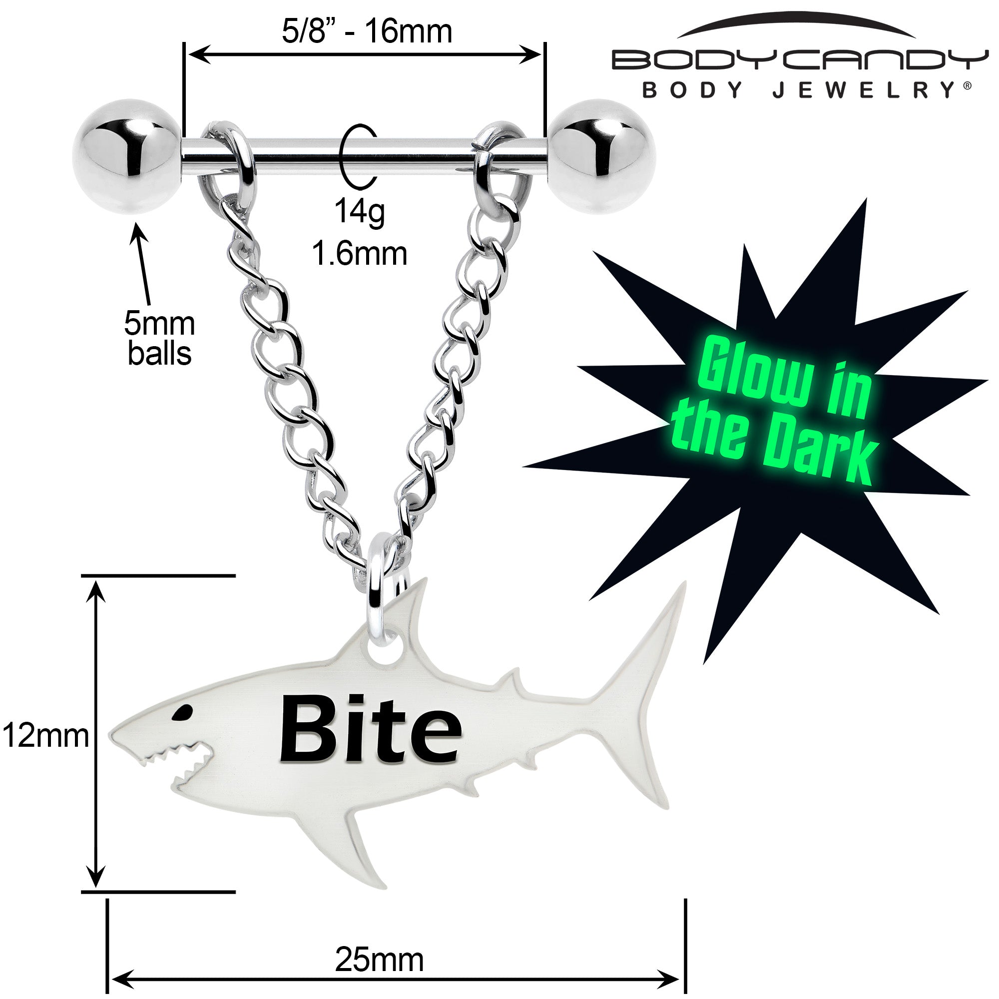 Stainless Steel Bite Me Shark Nipple Piercing Set