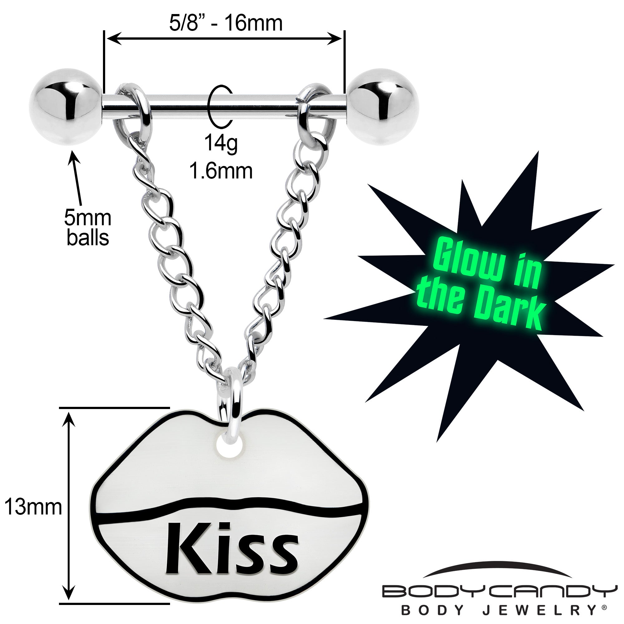 Stainless Steel Kiss Me Lips Nipple Piercing Set