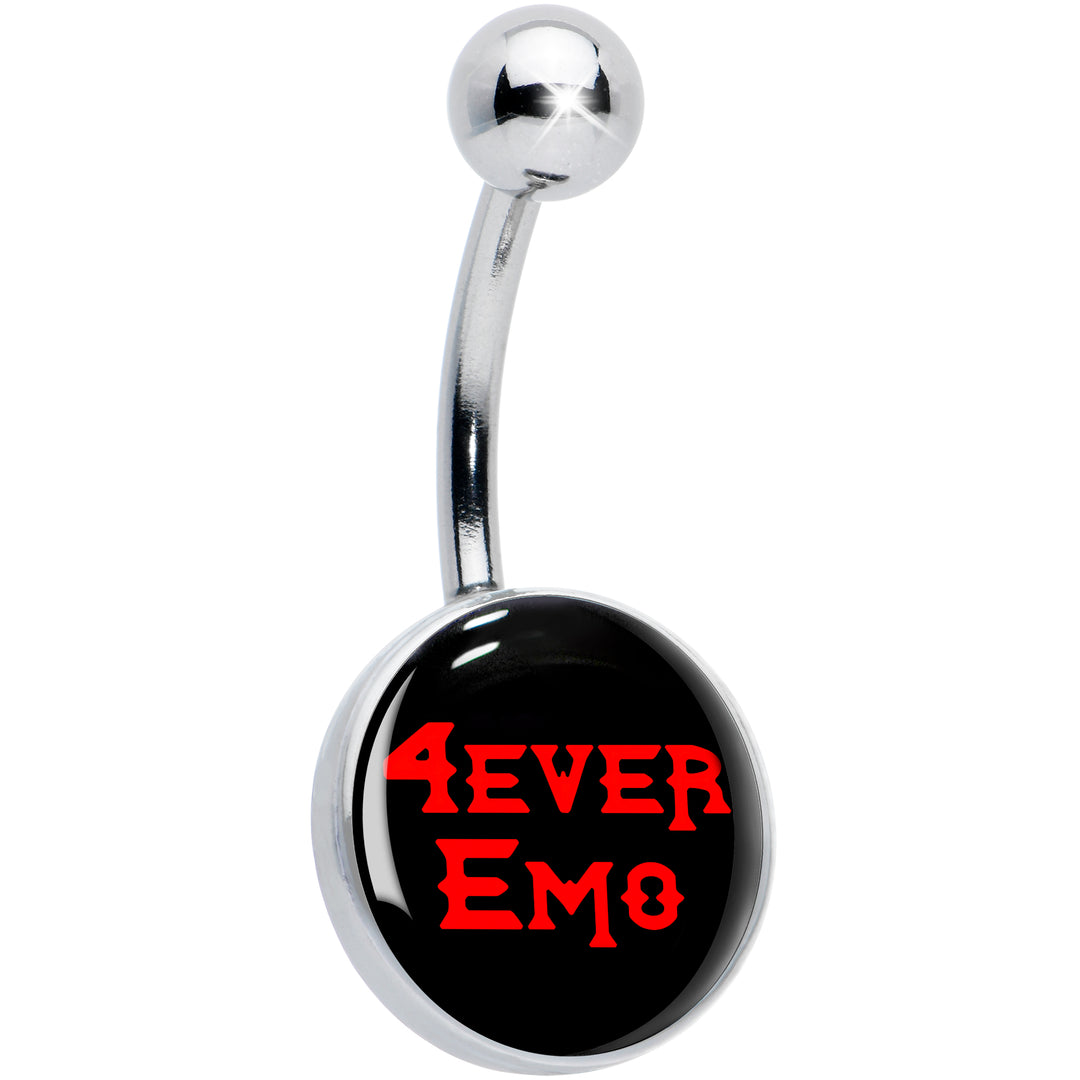 Black Red 4 Ever Emo Hypoallergenic Stainless Steel Belly Ring