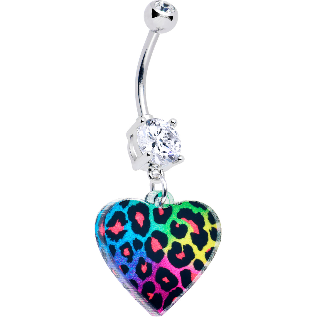 Cheetah Animal Pring Belly Ring with Dangle Charm