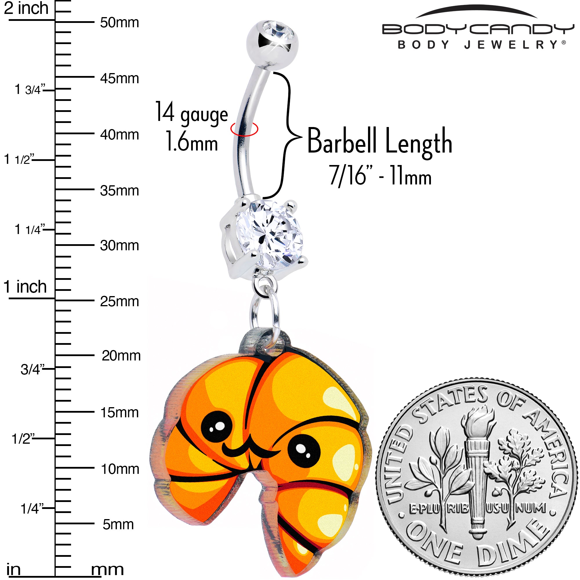 Quaso Croissant Dangle Belly Ring Acrylicious by Onyx O