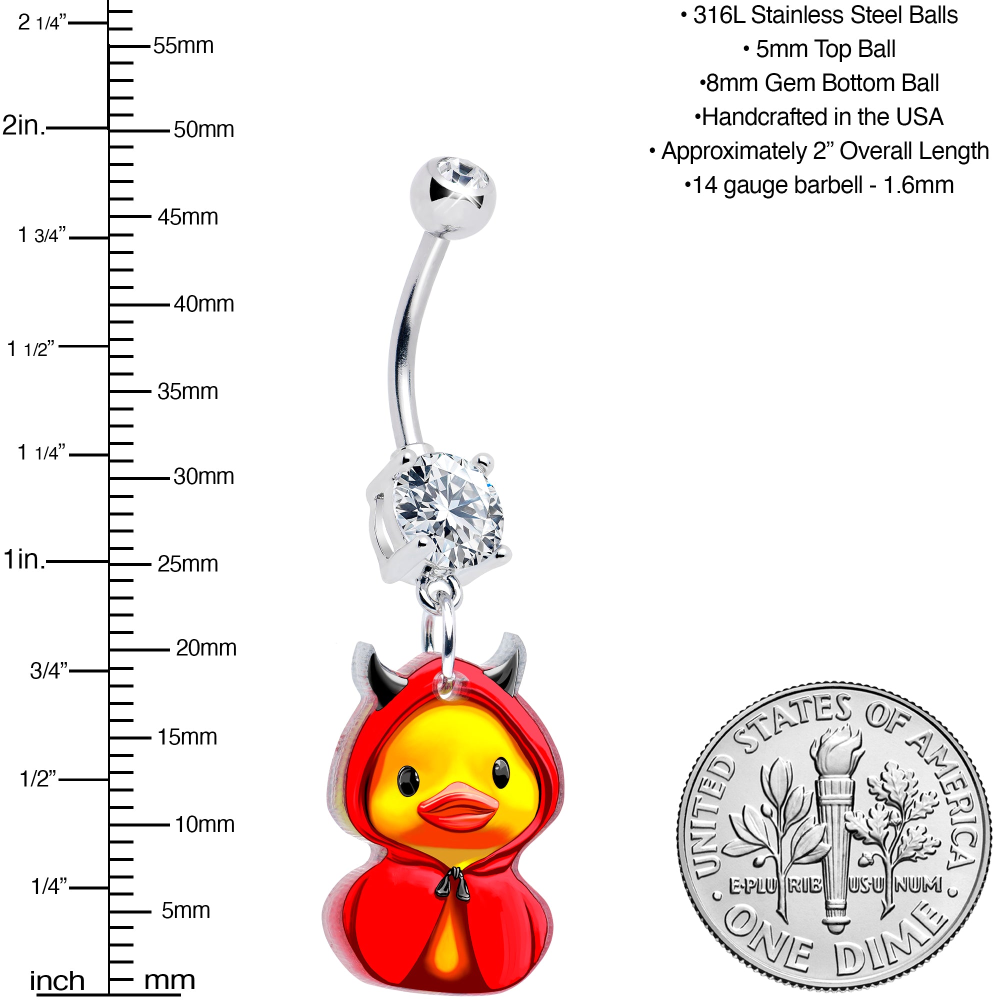 Hot little devil duck navel jewelry
