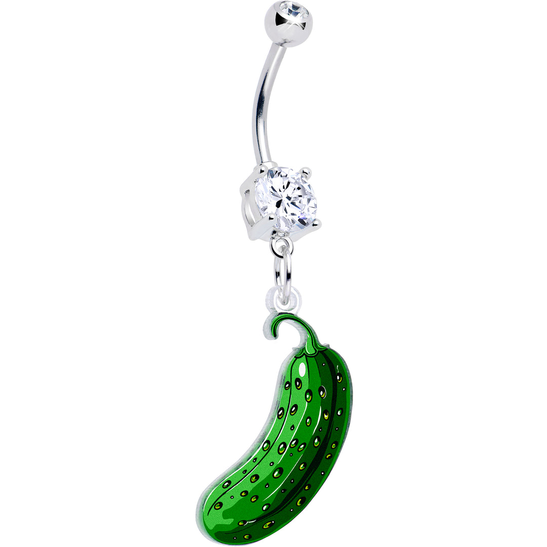 Acrylicious Funky Green Pickle Dangle Belly Ring